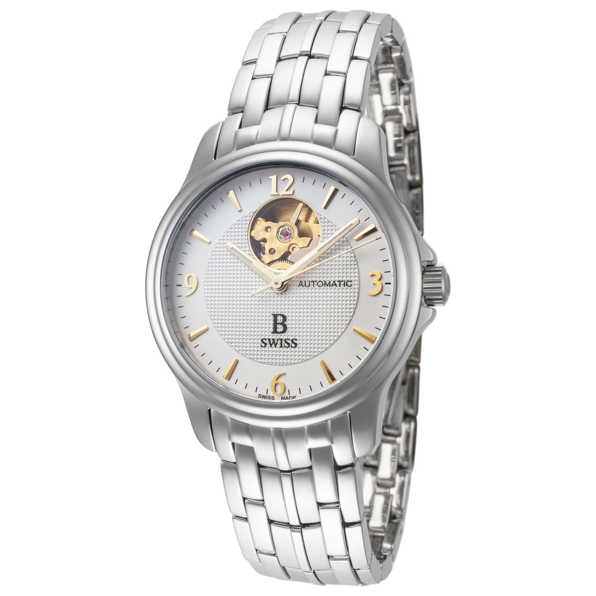 Front view of B Swiss Prestige OpenHeart Men's Automatic Watch 00.50501.08.16.22