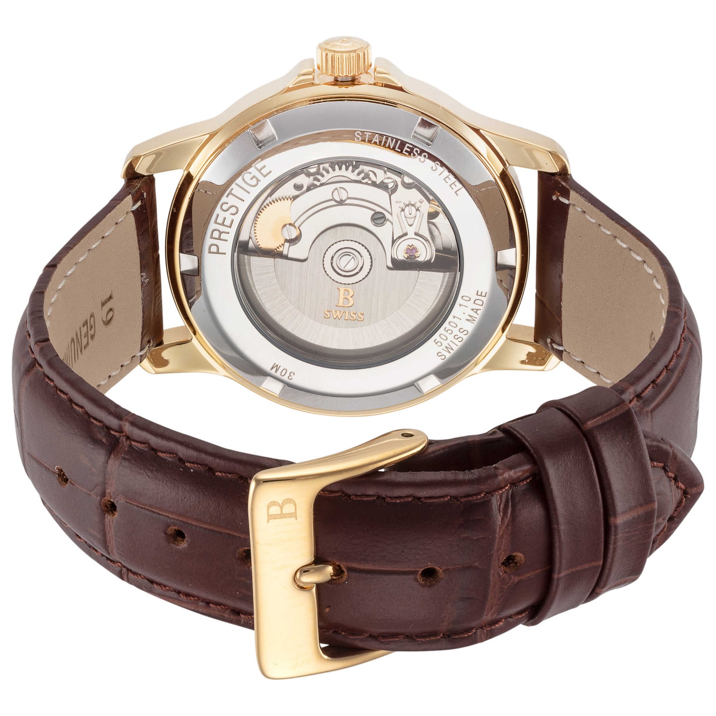 Back view of B Swiss Prestige Men's Automatic Watch 00.50501.10.22.01