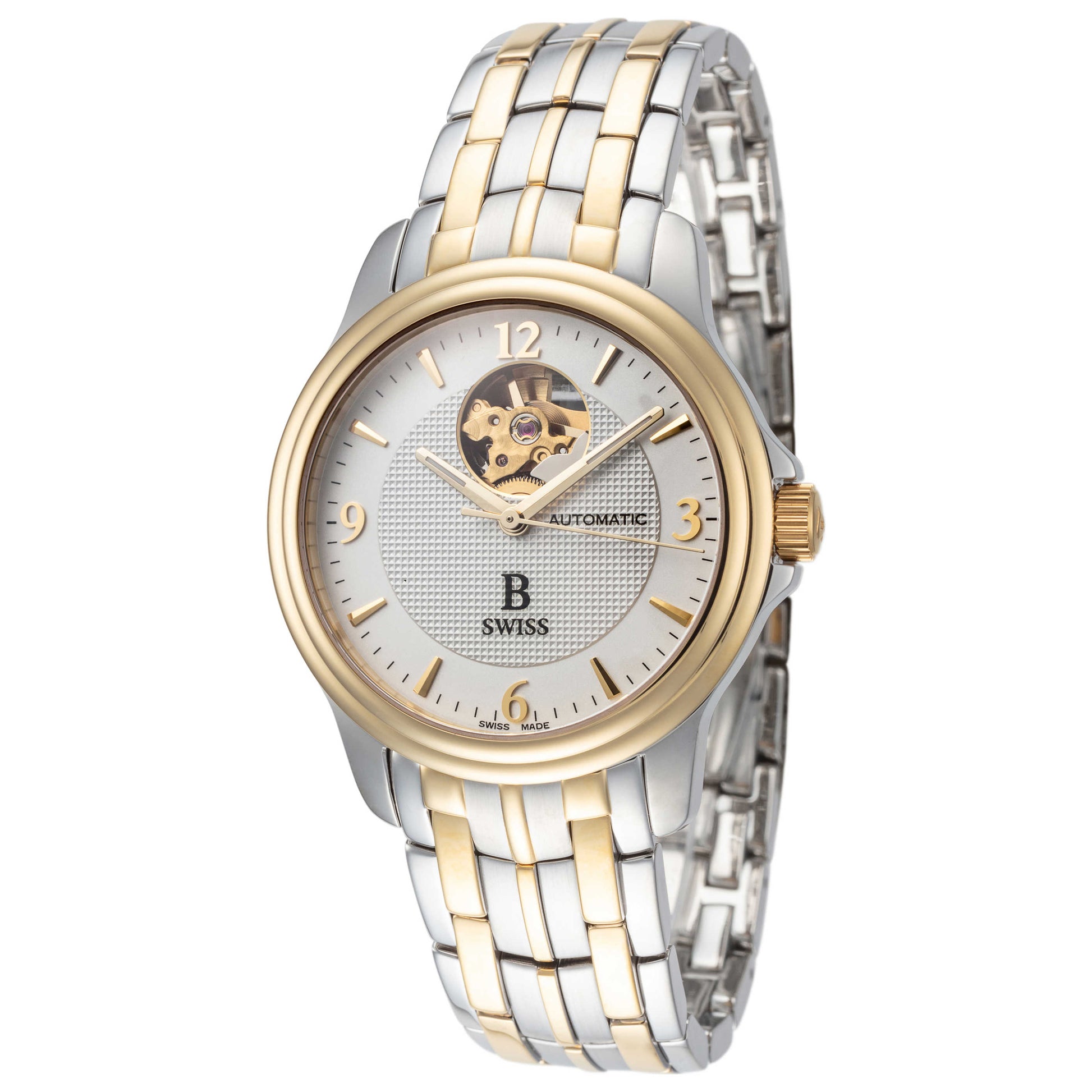 Front view of B Swiss Prestige OpenHeart Men's Automatic Watch 00.50501.34.16.22