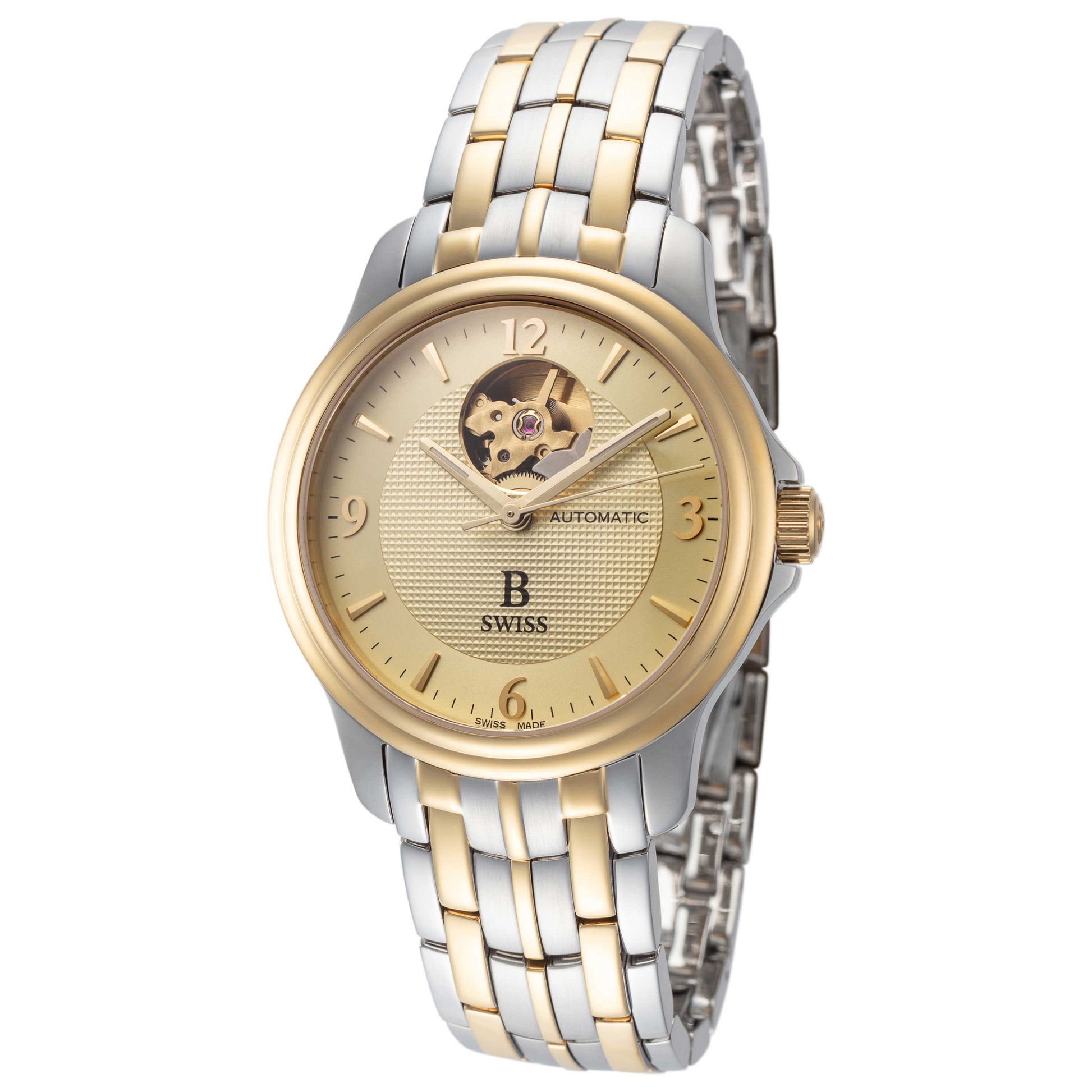 Front view of B Swiss Prestige OpenHeart Men's Automatic Watch 00.50501.34.46.22