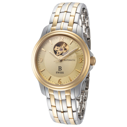 Front view of B Swiss Prestige OpenHeart Men's Automatic Watch 00.50501.34.46.22