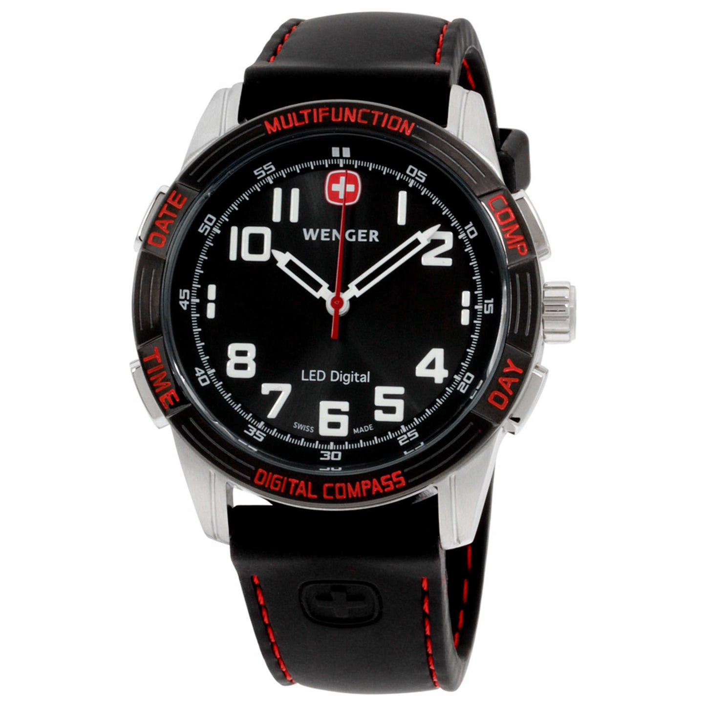 Front view of Wenger LED Nomad Men's Quartz Watch 01.0704.430