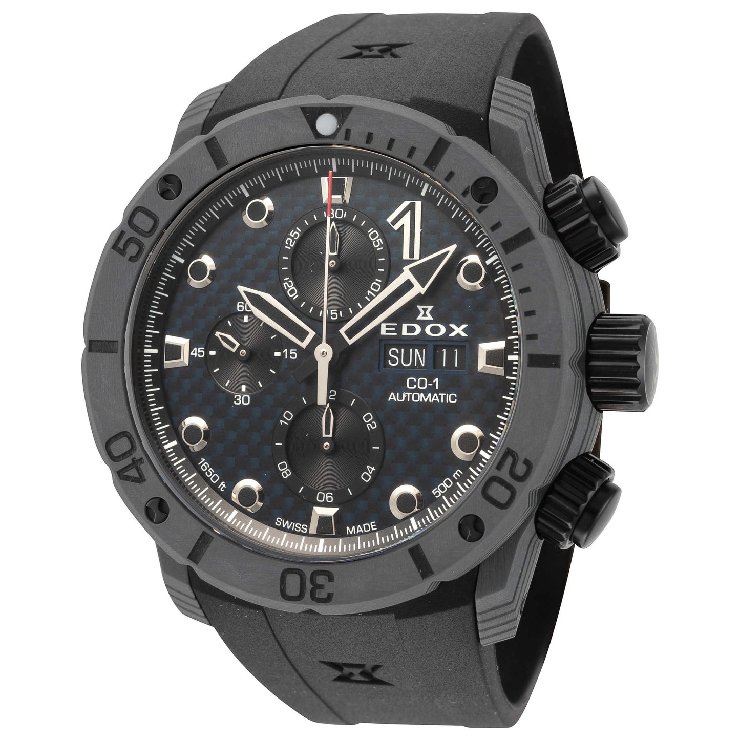 Front view of Edox CO-1 Men's Automatic Watch 01125-CLNGN-BUNN