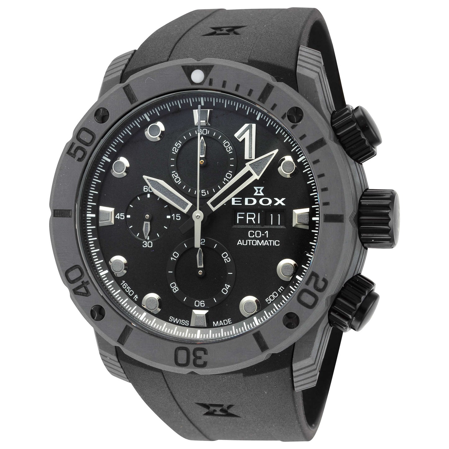 Front view of Edox CO-1 Men's Automatic Watch 01125-CLNGN-NING