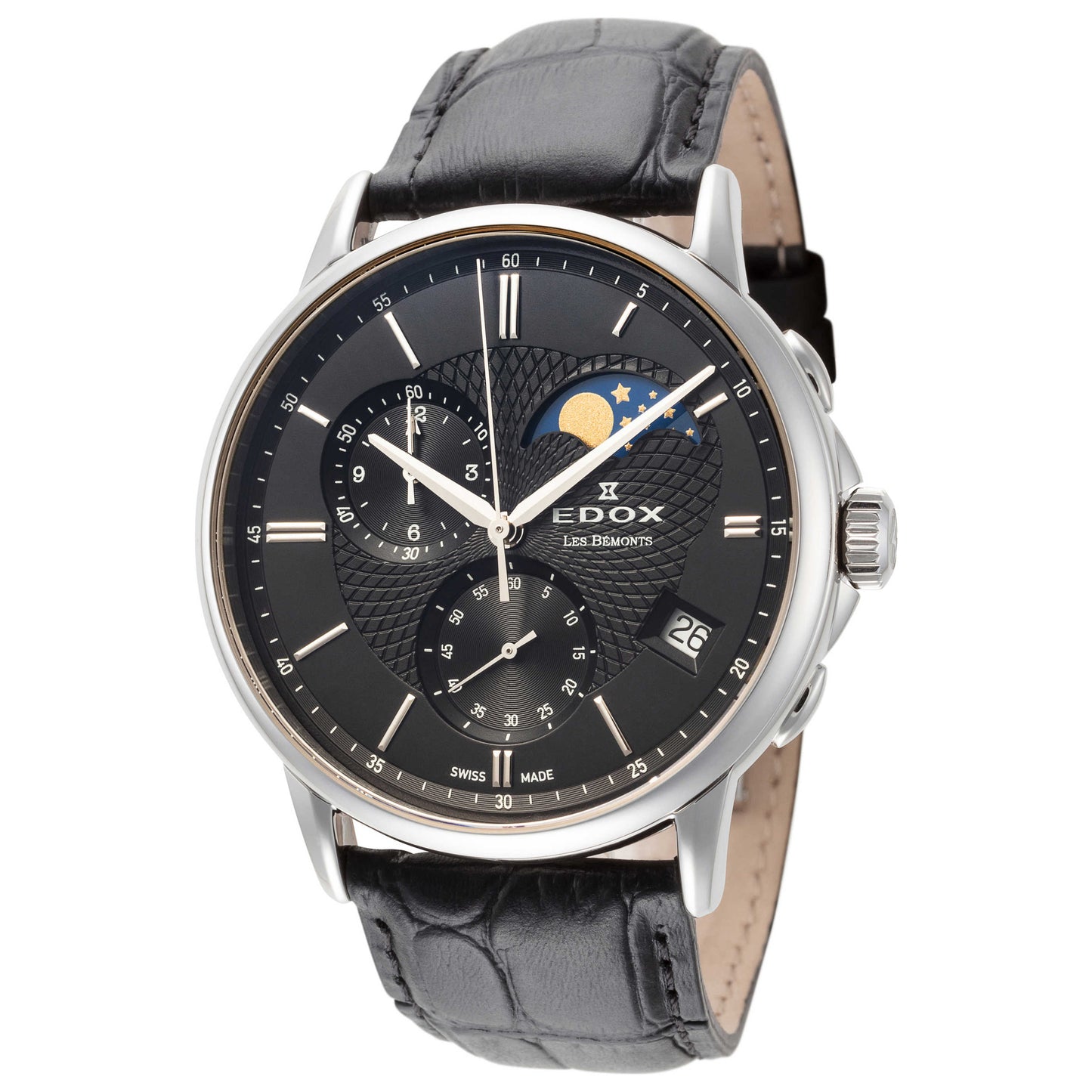 Front view of Edox Les Bemots Men's Quartz Watch 01651-3-NIN