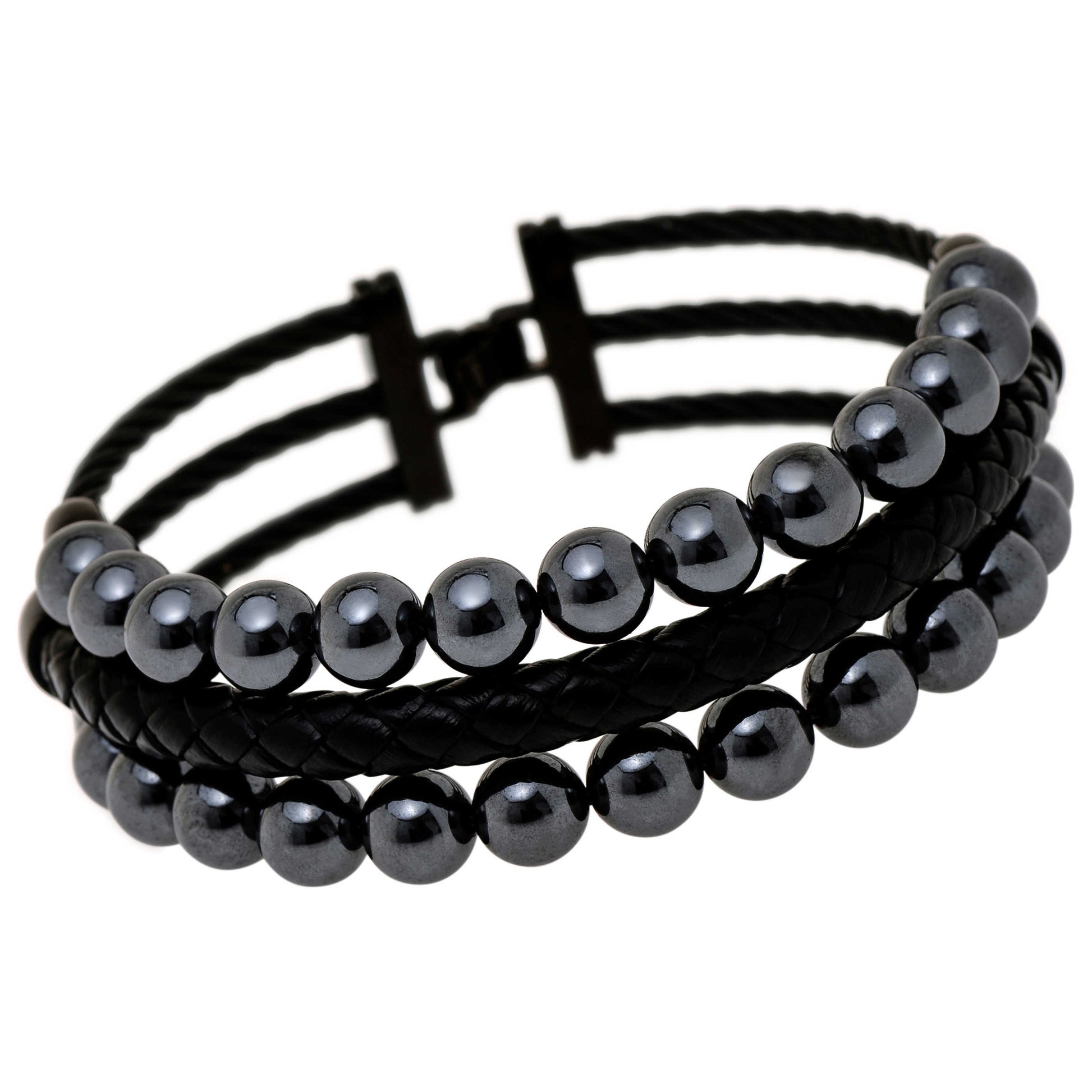 Front view of Alor Men's Bracelet 04-22-BK23-33