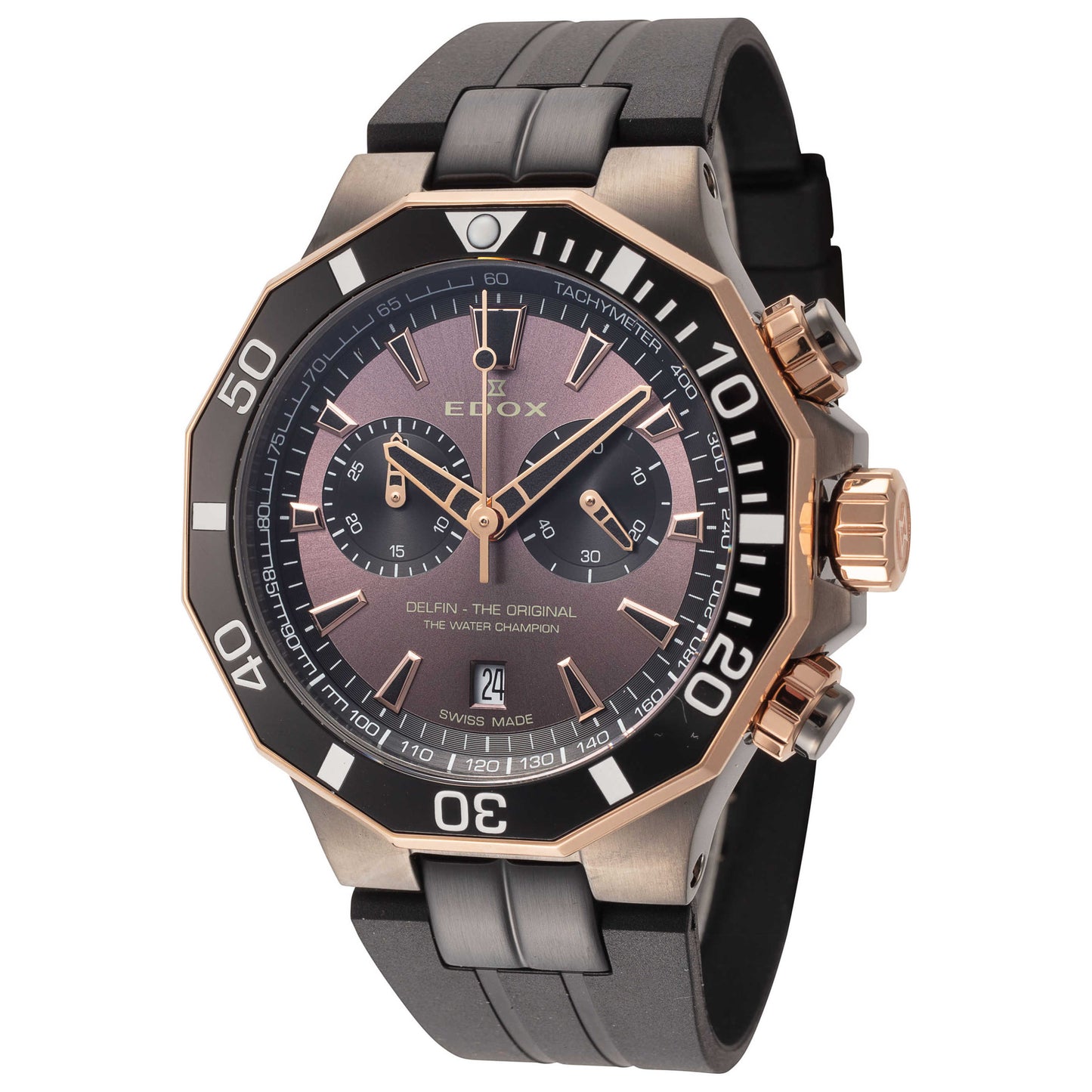 Front view of Edox Delfin The Original Men's Quartz Watch 10112-357GRNCA-BRNR