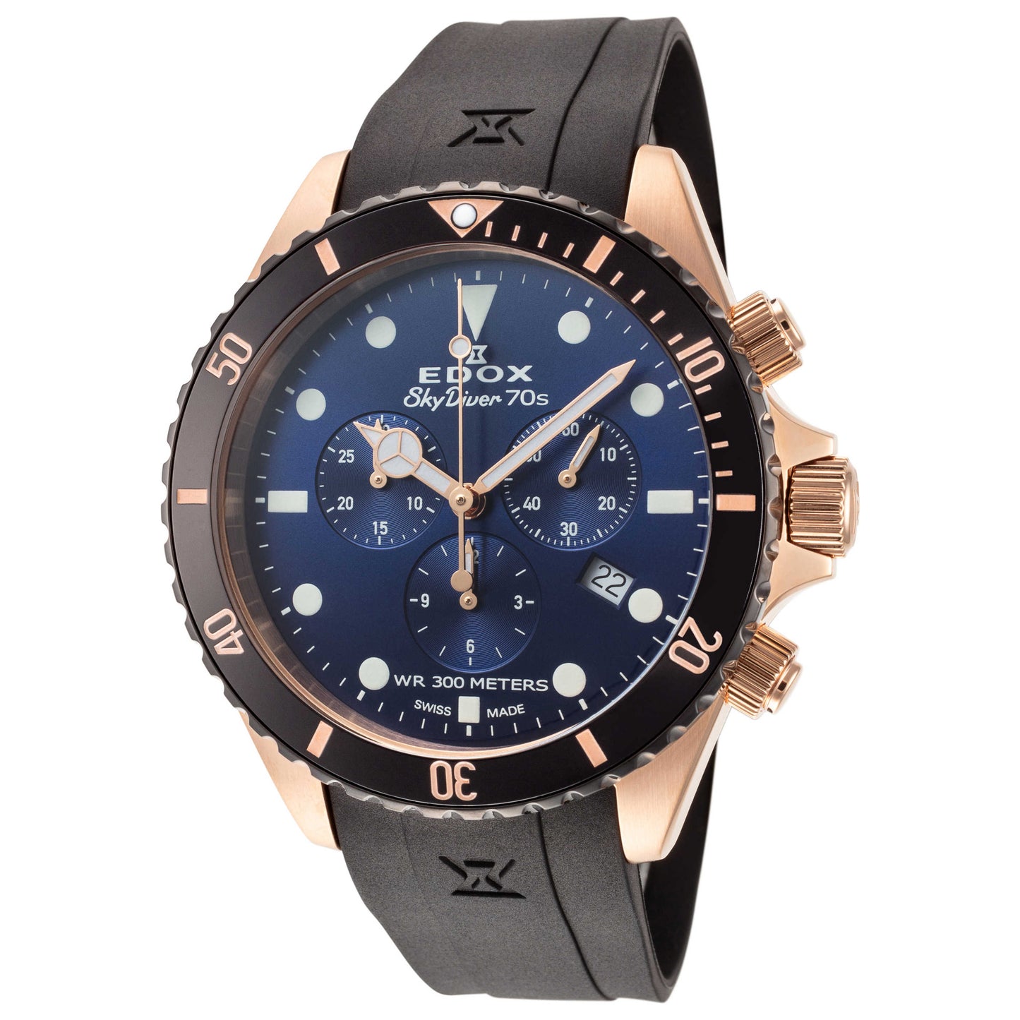 Front view of Edox SkyDiver Men's Quartz Watch 10238-37RNNCA-BUI