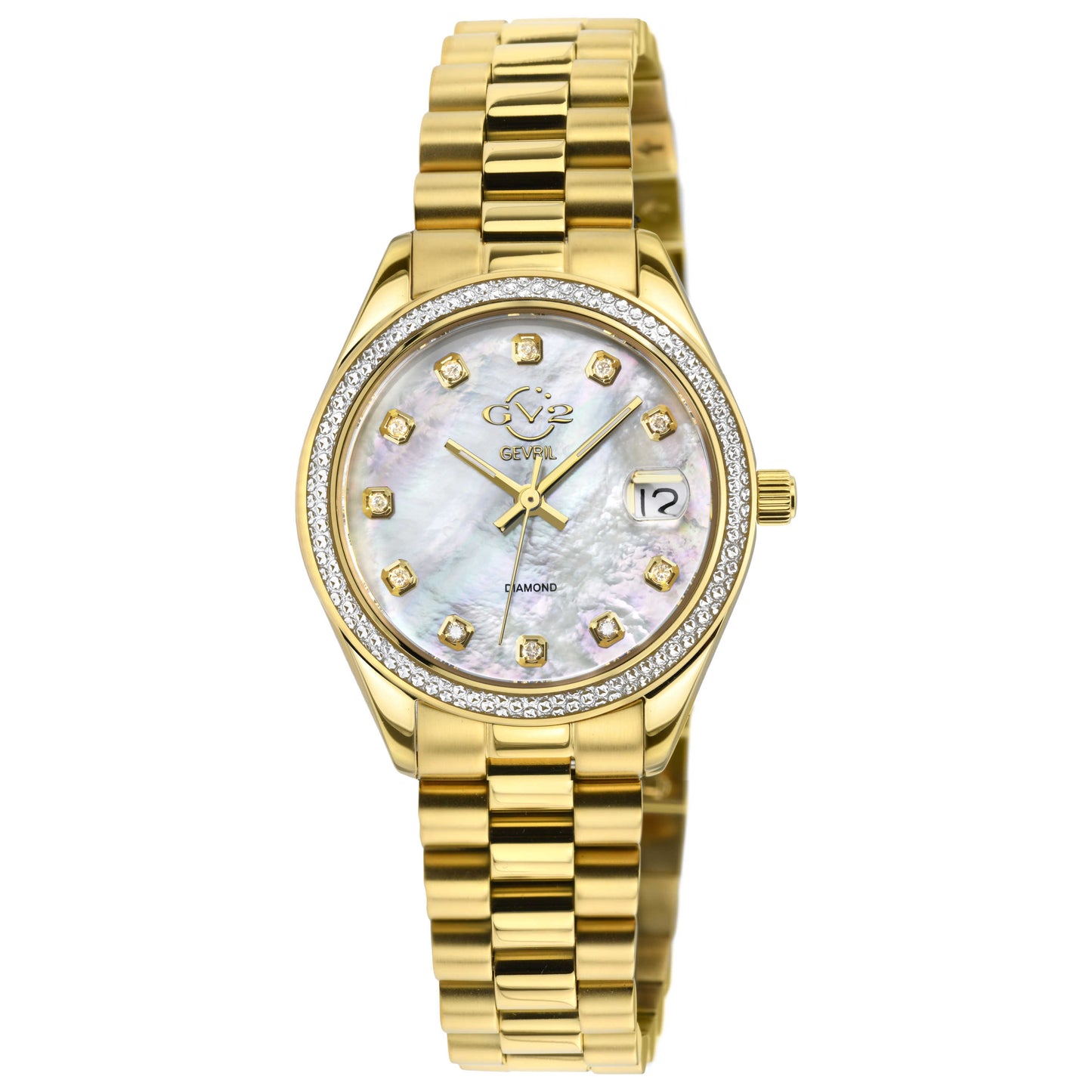 Front view of GV2 by Gevril Turin Diamond Women's Quartz Watch 12422B
