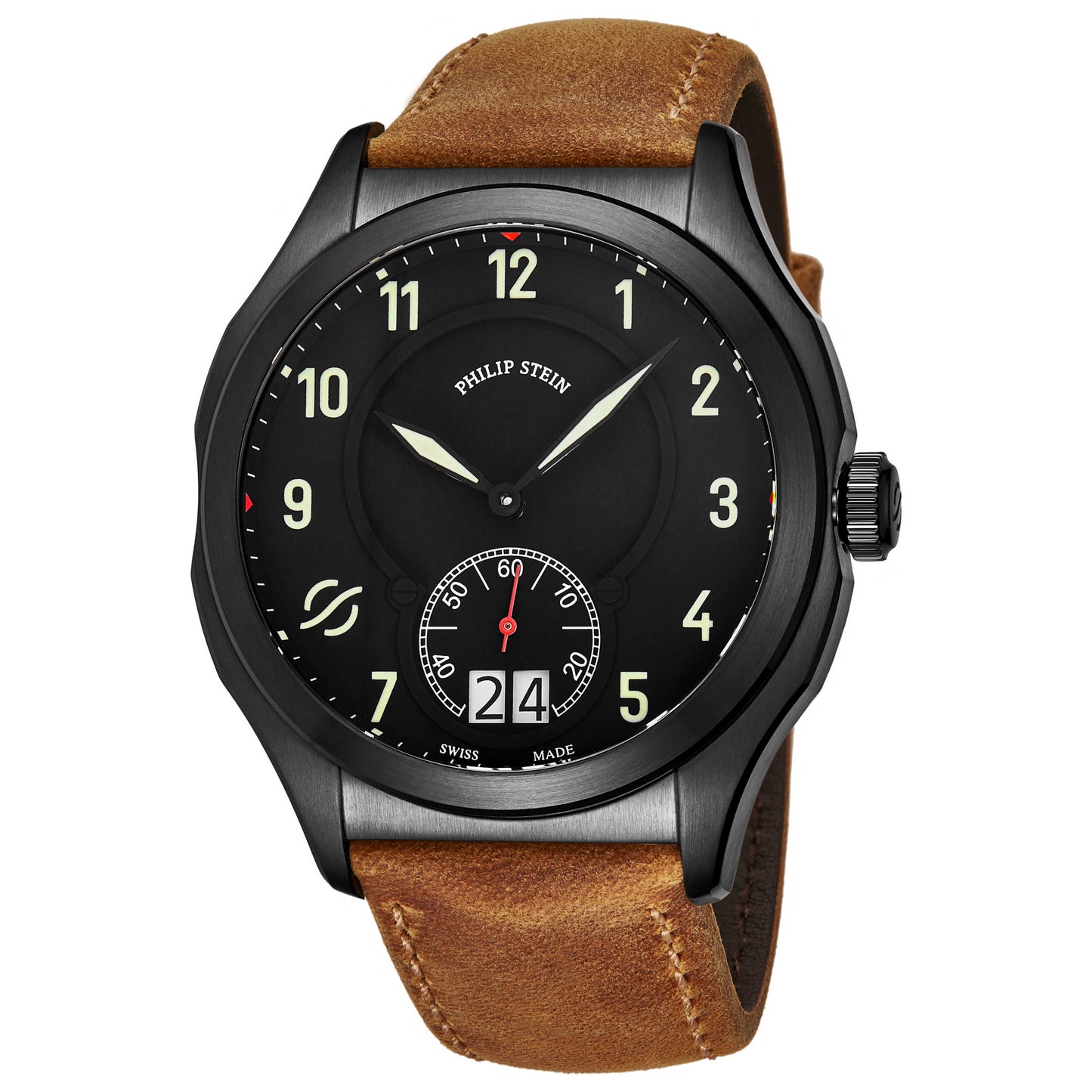 Front view of Philip Stein PRESTIGE Men's Quartz Watch 17BSBKLCASTM
