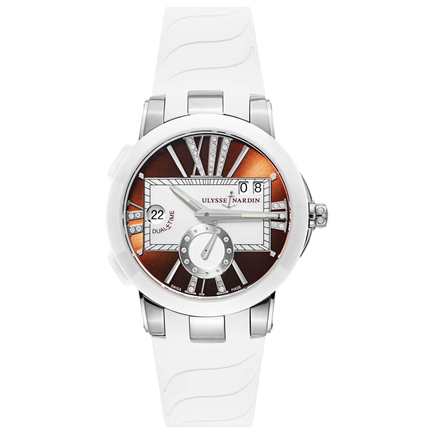 Front view of Ulysse Nardin Executive Dual Time Women's Automatic Watch 243-10-3-30-05