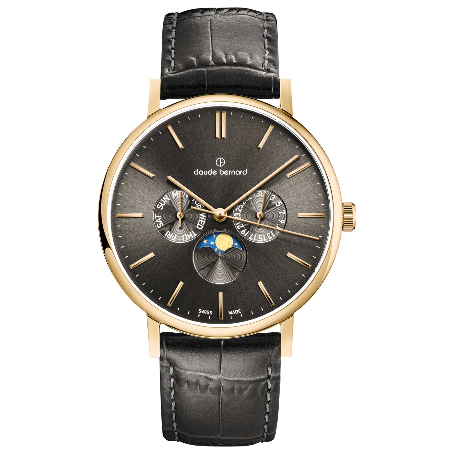 Front view of Claude Bernard Slim Line Unisex Quartz Watch 40004-37J-GID