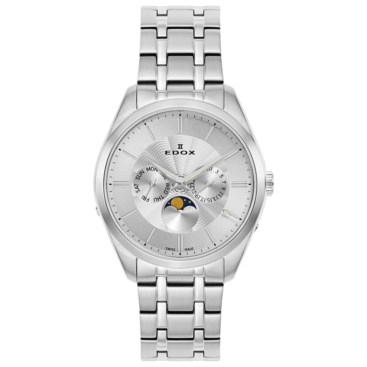 Front view of Edox Les Vauberts Men's Swiss Quartz (Battery-Powered) Watch 40008-3M-AIN