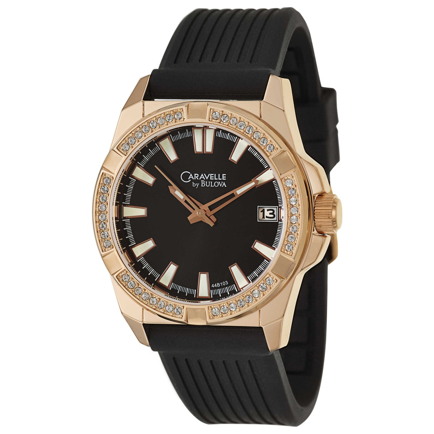 Front view of Caravelle Crystal Men's Japanese Quartz (Battery-Powered) Watch 44B103