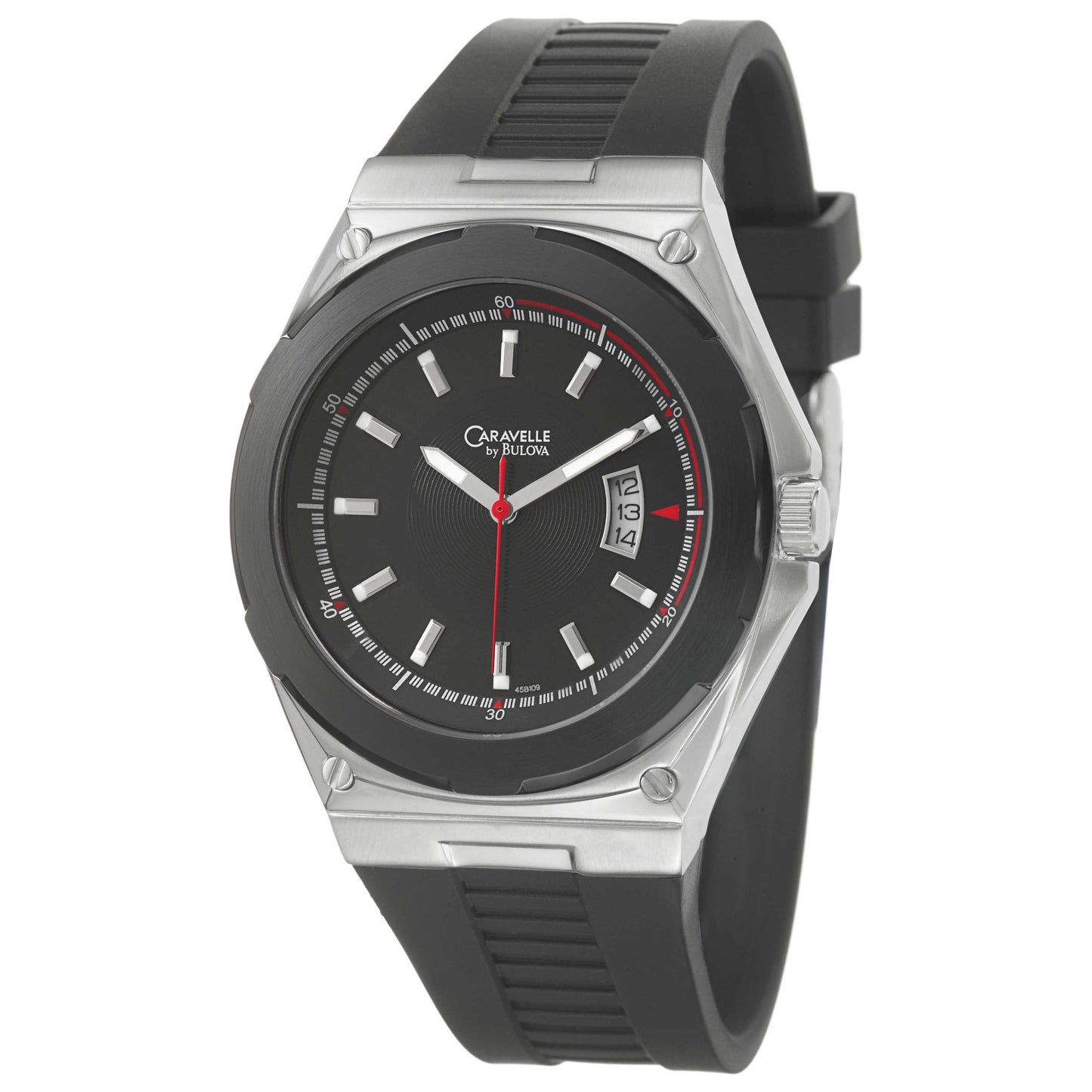 Front view of Caravelle Strap Men's Quartz Watch 45B109