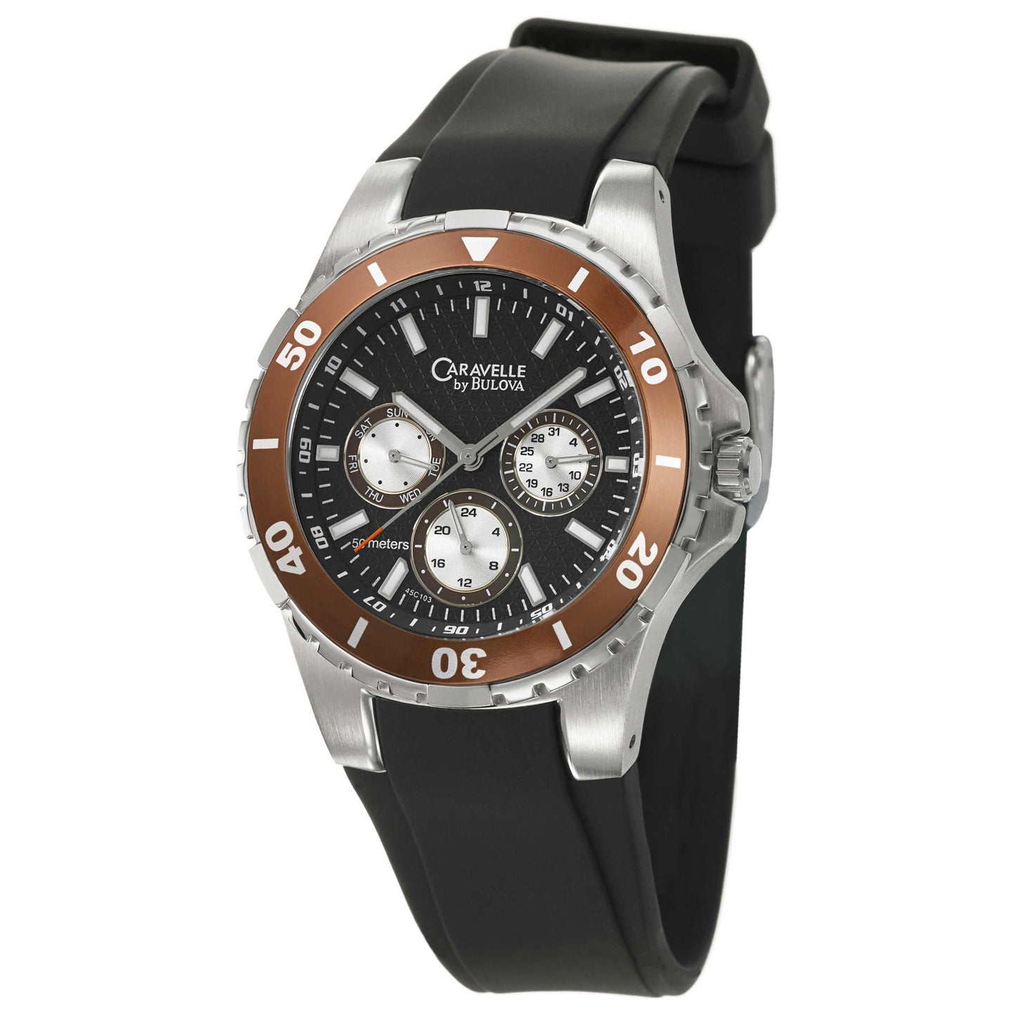 Front view of Caravelle Strap Men's Quartz Watch 45C103