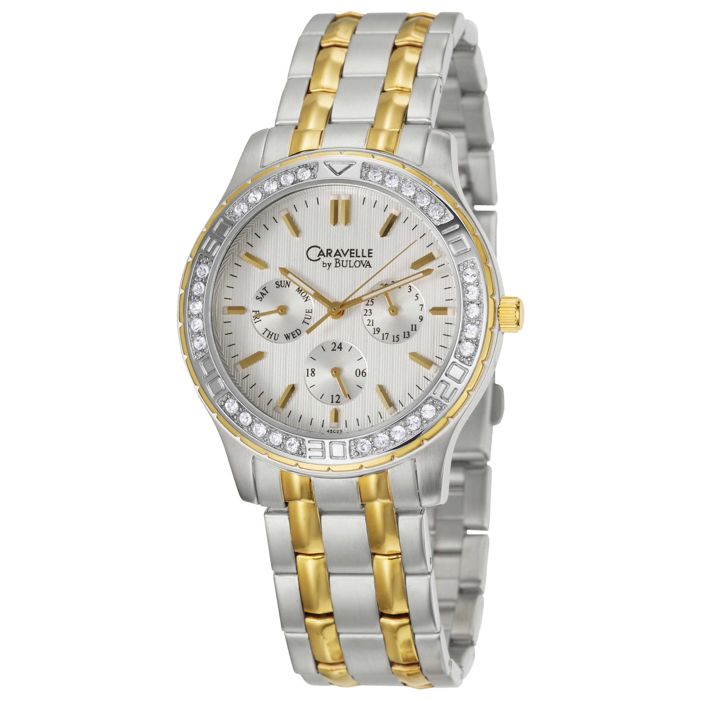 Front view of Caravelle Crystal Men's Quartz Watch 45C23