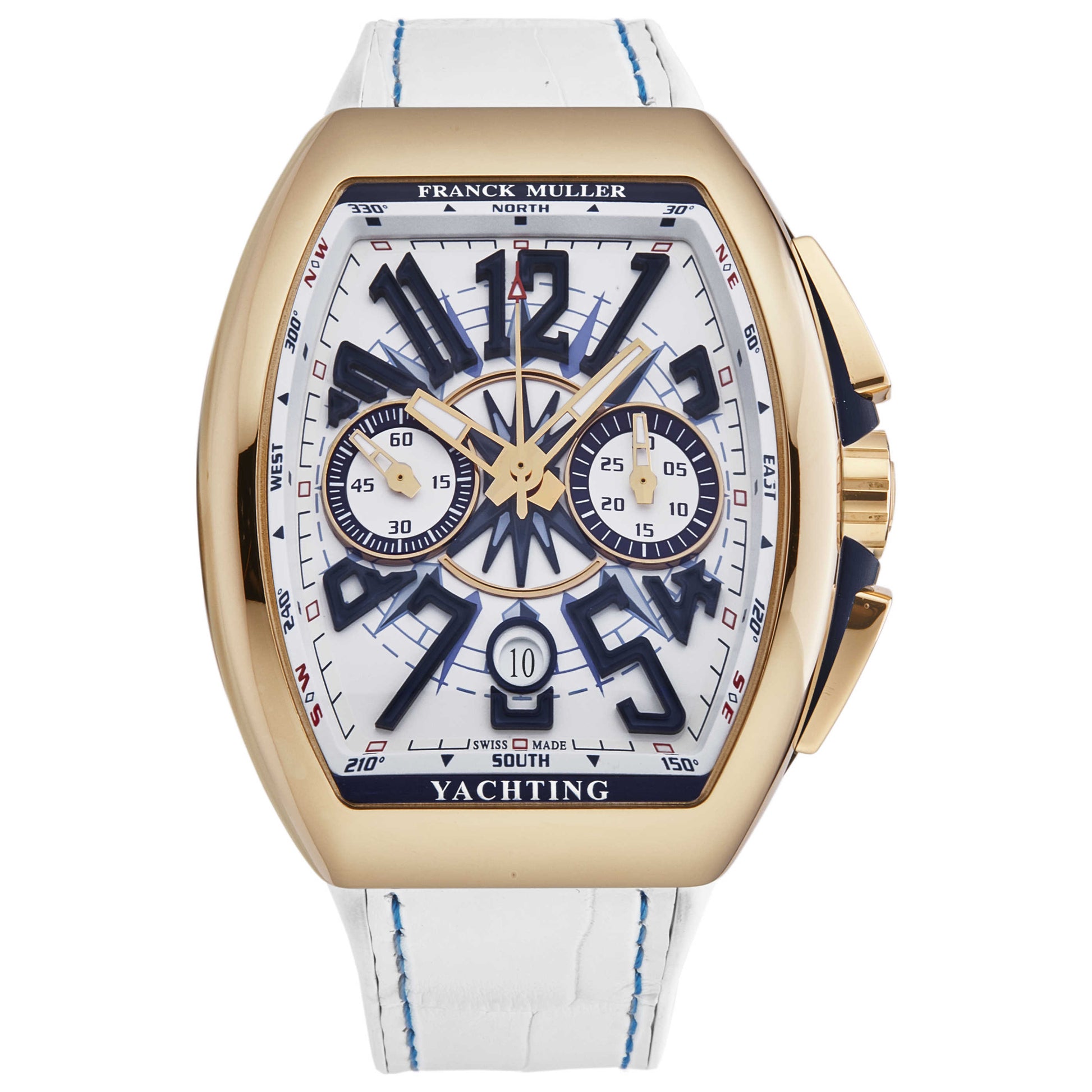 Front view of Franck Muller Vanguard Yachting Men's Automatic Watch 45CCYACHTGLDWHT