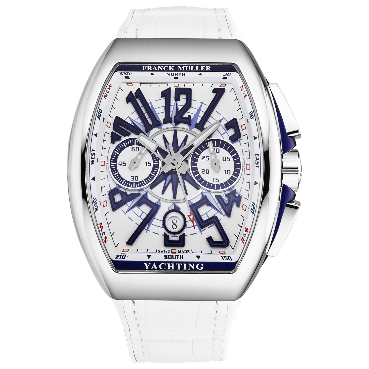 Front view of Franck Muller Vanguard YACHT Men's Automatic Watch 45CCYACTWHTBLU