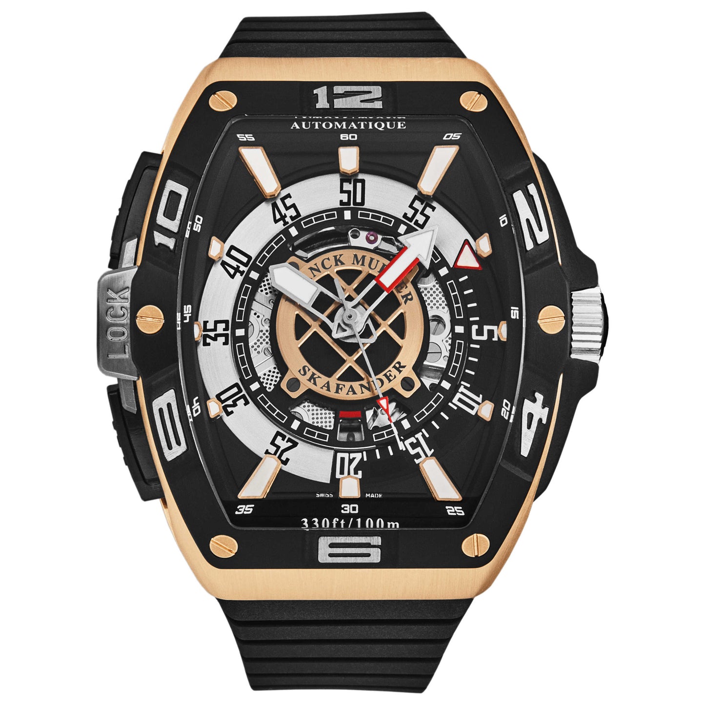 Front view of Franck Muller Skafander Men's Automatic Watch 46SCSKFBLKBKGD2