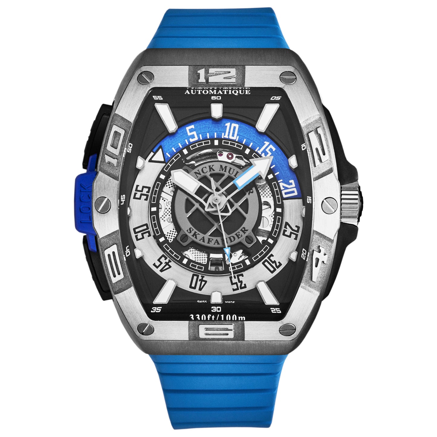 Front view of Franck Muller Skafander Men's Automatic Watch 46SCSKFBLKBLU