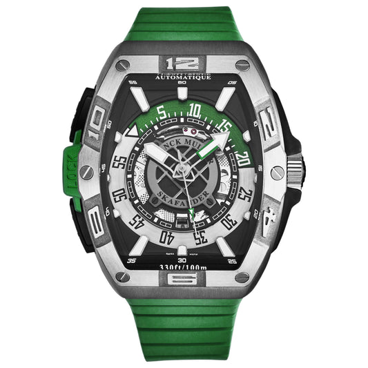 Front view of Franck Muller Skafander Men's Automatic Watch 46SCSKFBLKGRN