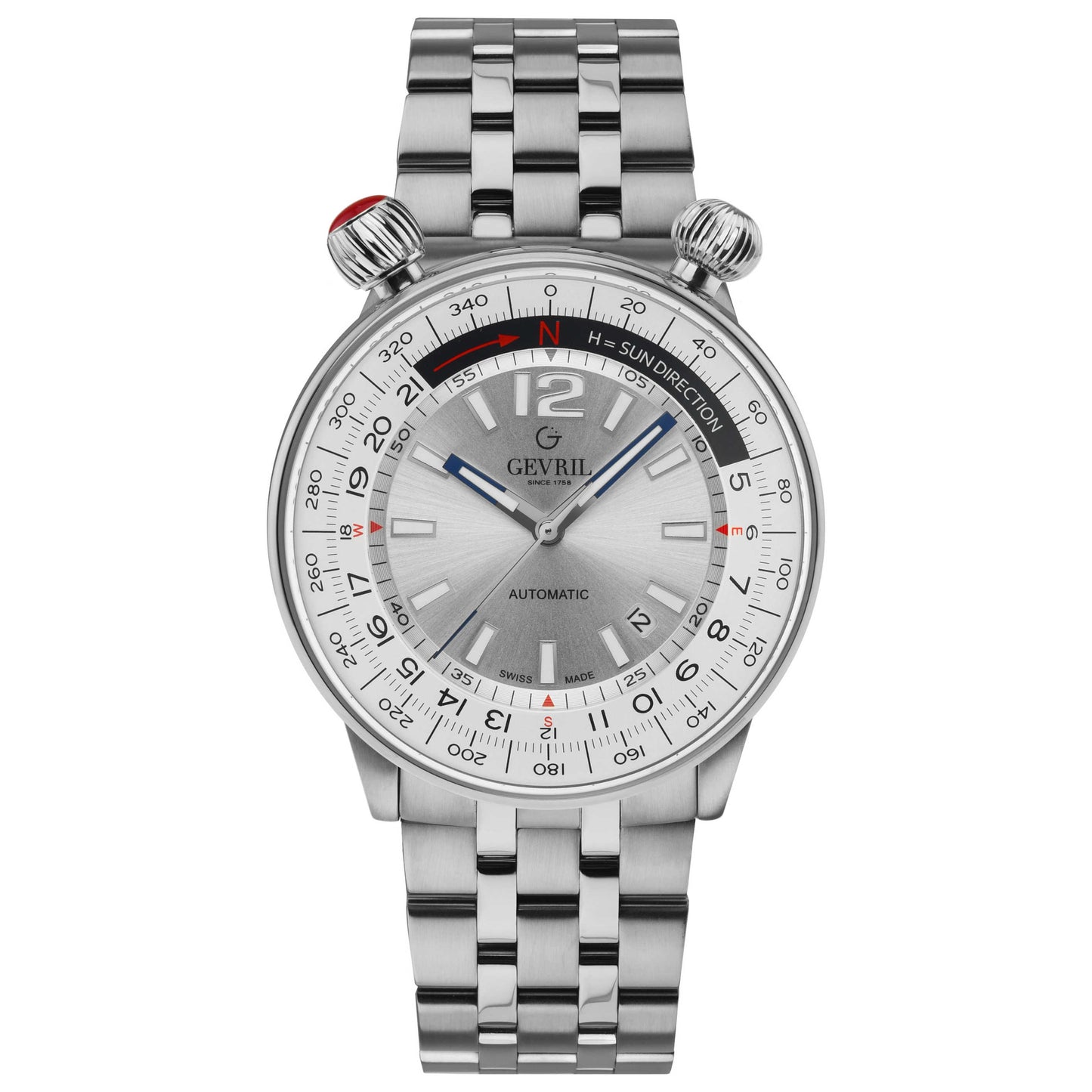 Front view of Gevril Wallabout Men's Automatic Watch 48560