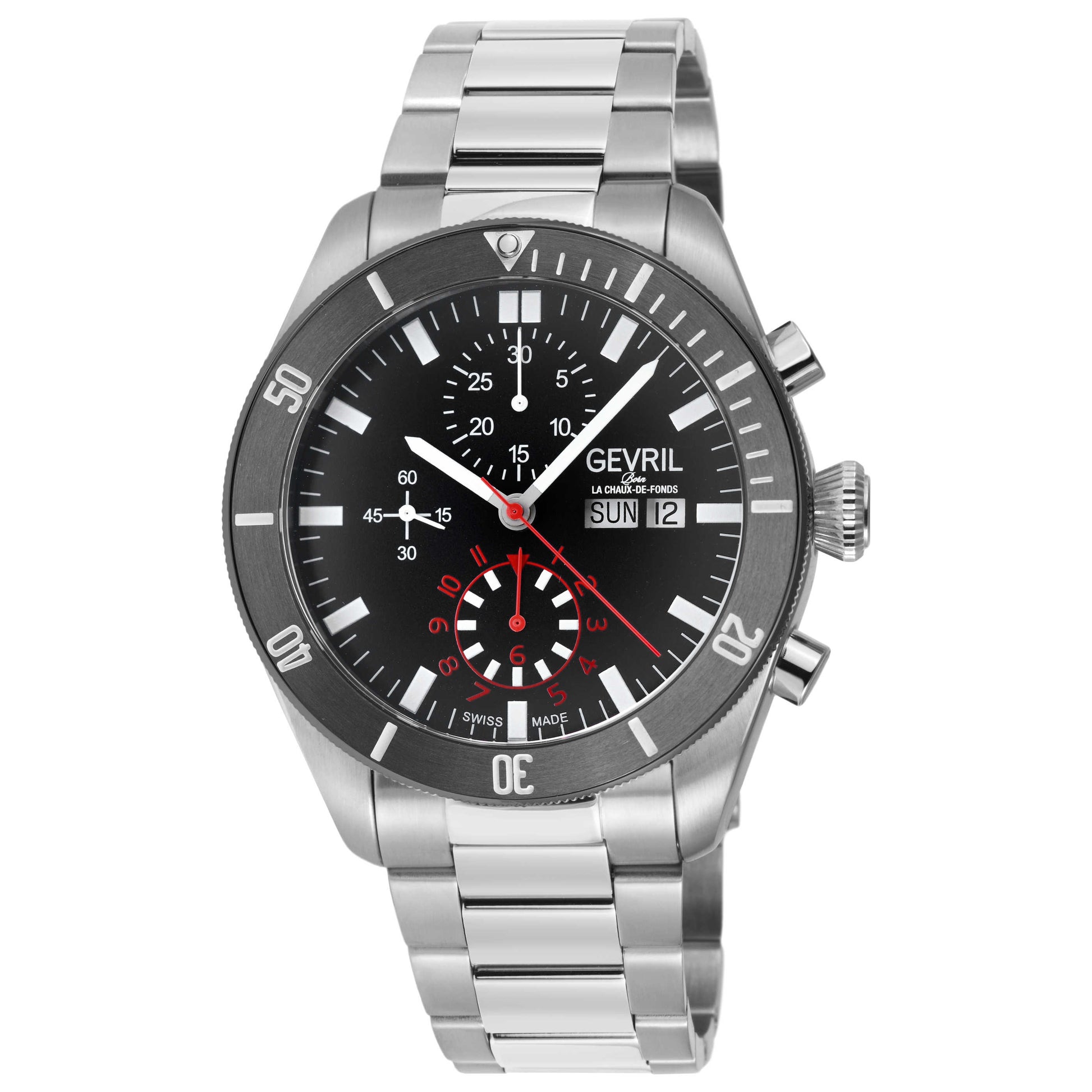 Front view of Gevril Yorkville Chronograph Men's Automatic Watch 48624B