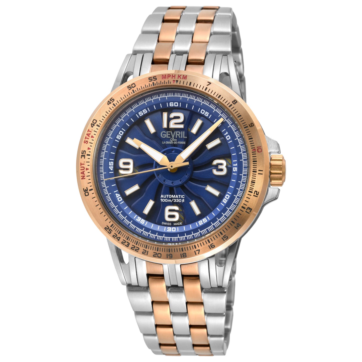 Front view of Gevril Wind master Men's Automatic Watch 49302B
