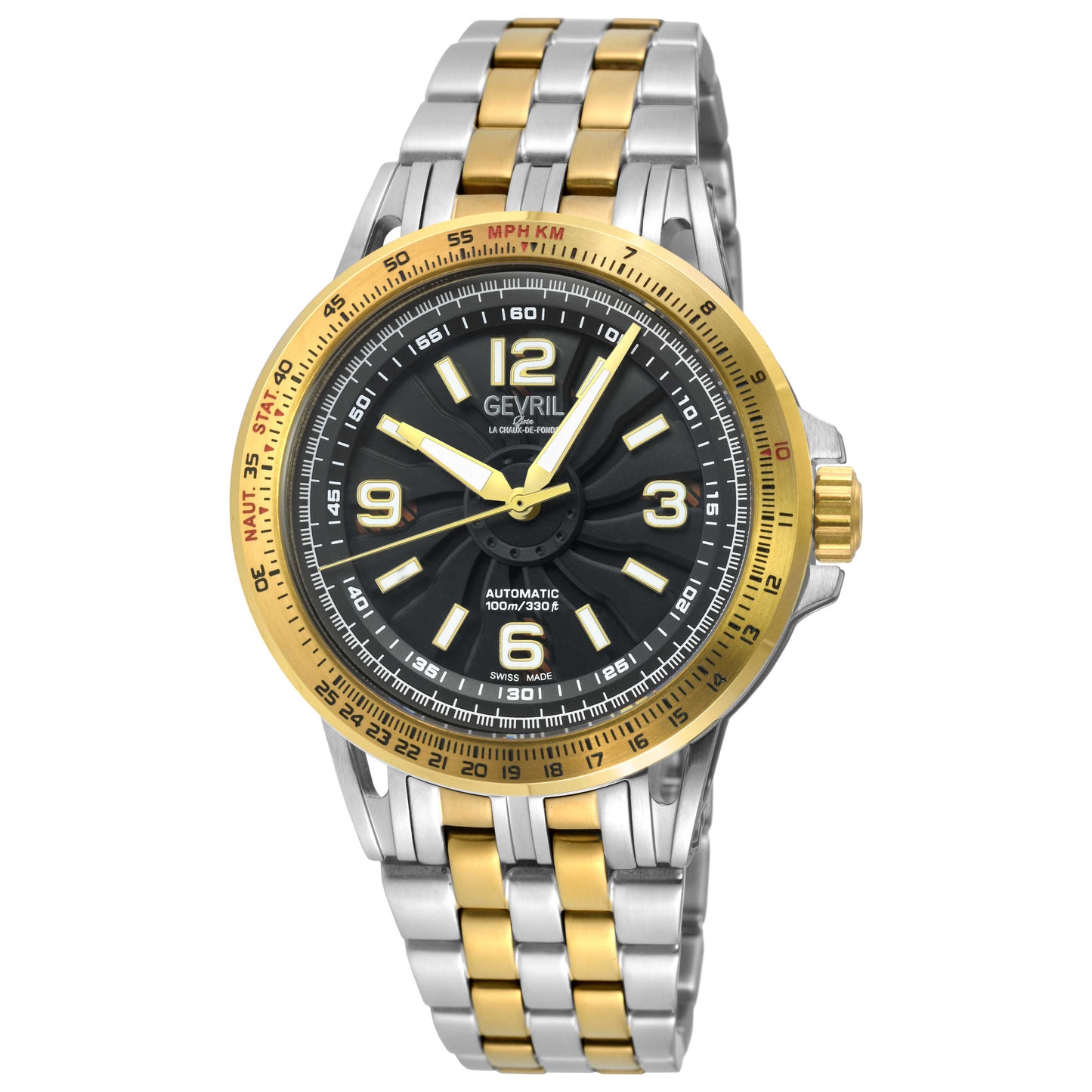 Front view of Gevril Wind master Men's Automatic Watch 49303B