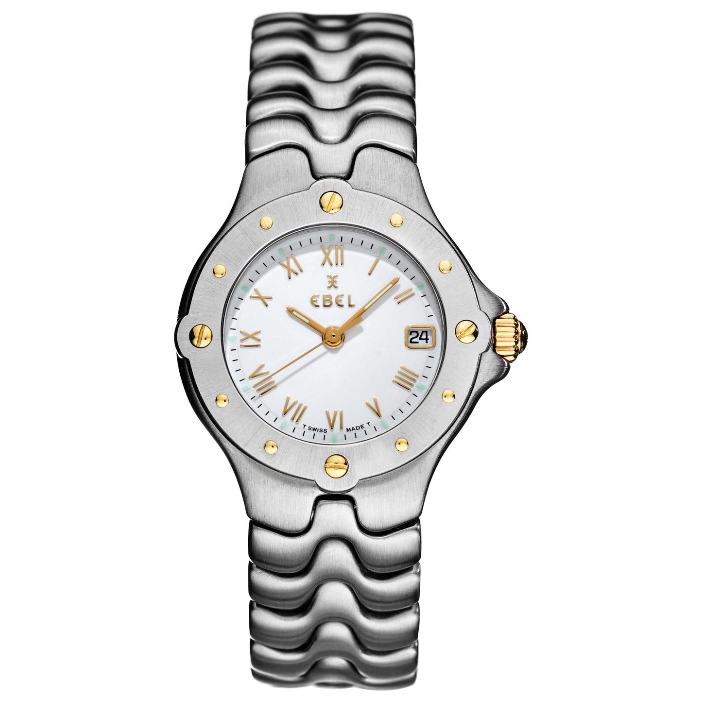 Front view of Ebel Sportwave Women's Swiss Quartz (Battery-Powered) Watch 6087621-02A10