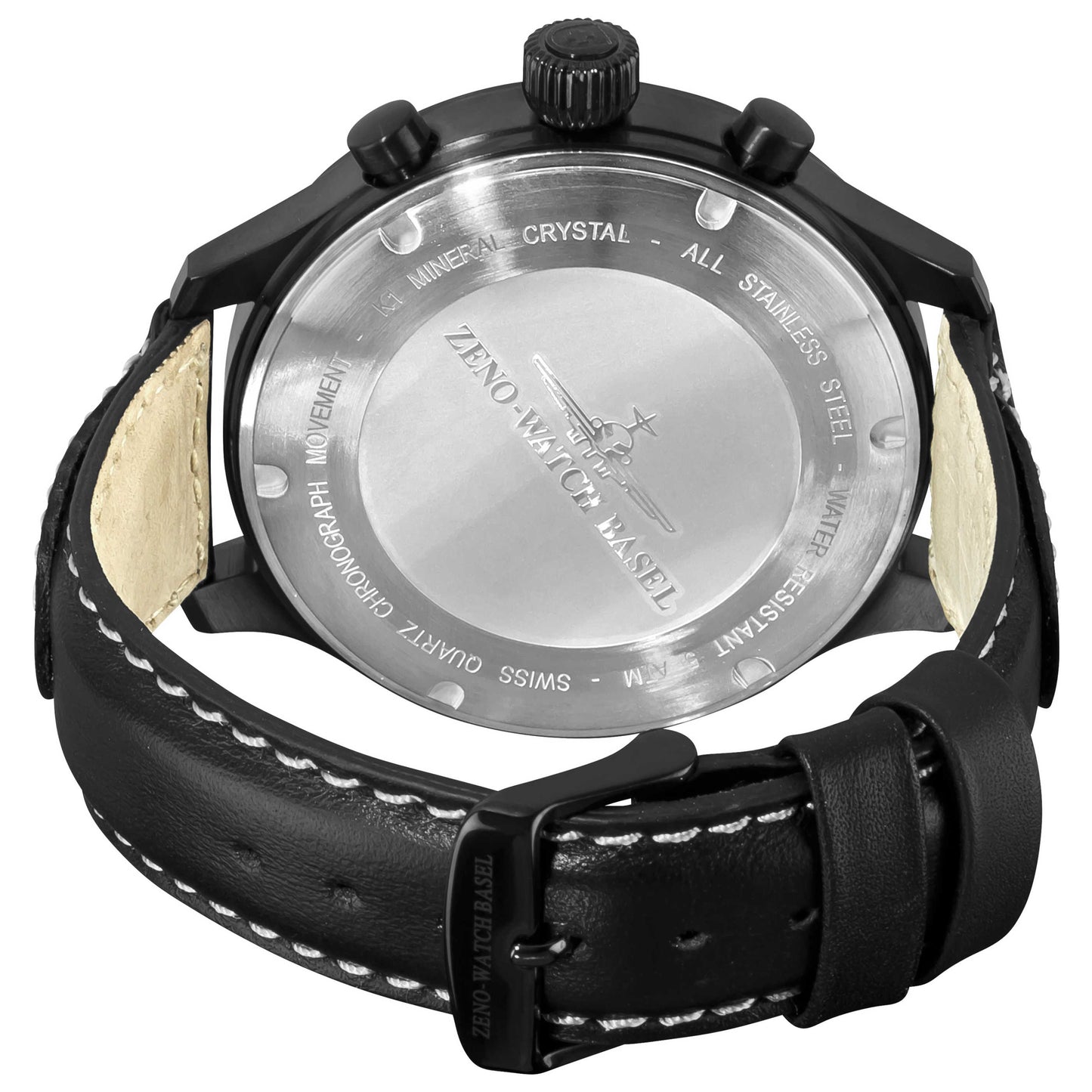 Back view of Zeno SOS Men's Quartz Watch 6221-8040-BK-A1