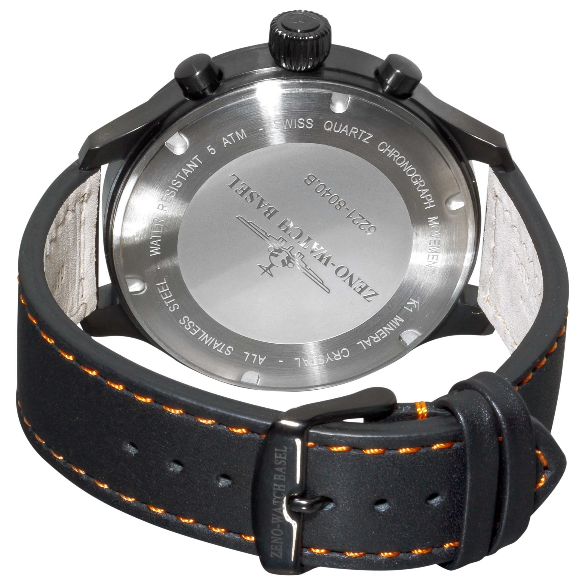 Back view of Zeno SOS Men's Quartz Watch 6221-8040-BKA15