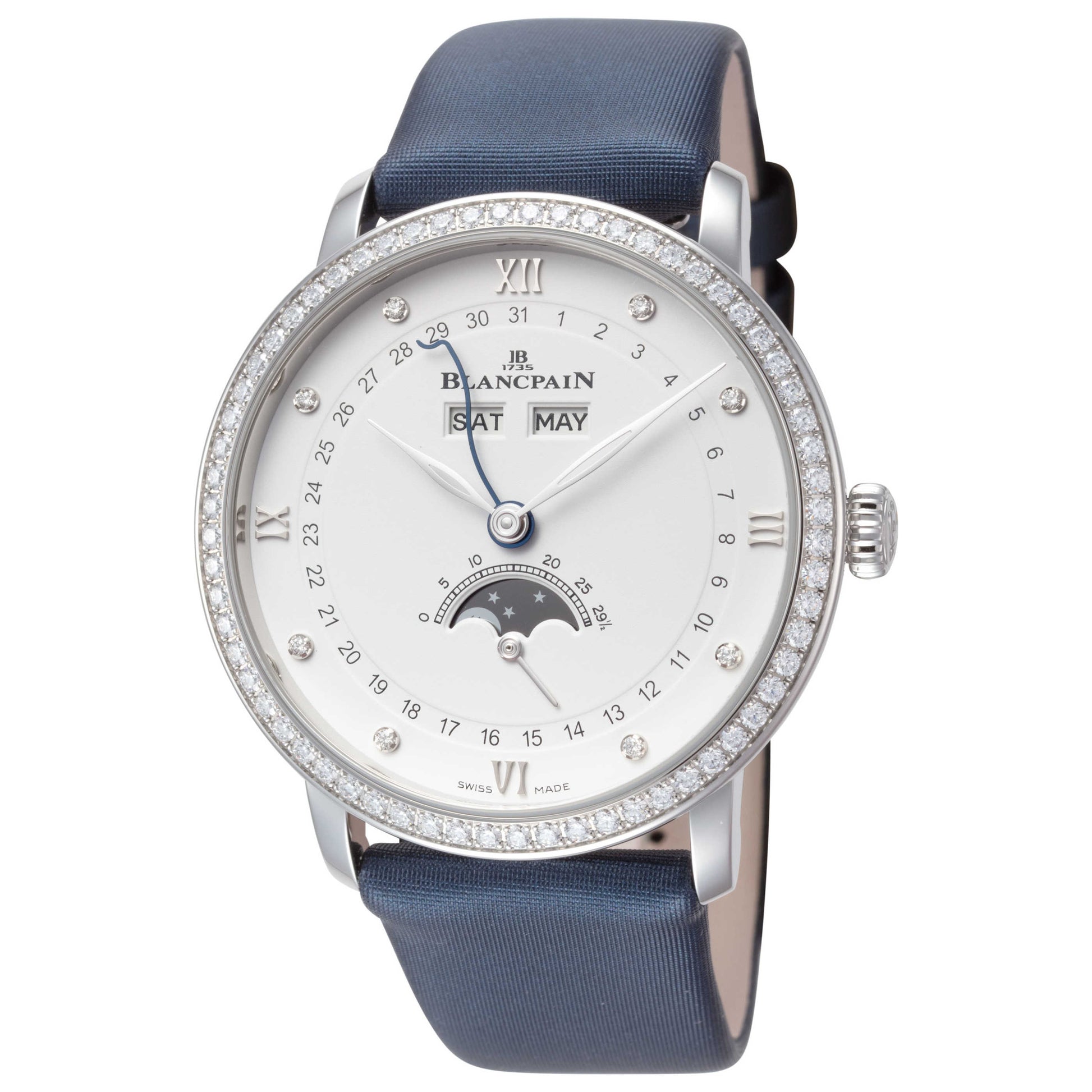 Front view of Blancpain Villeret Quantieme Complet Women's Automatic Watch 6264-4628-95A