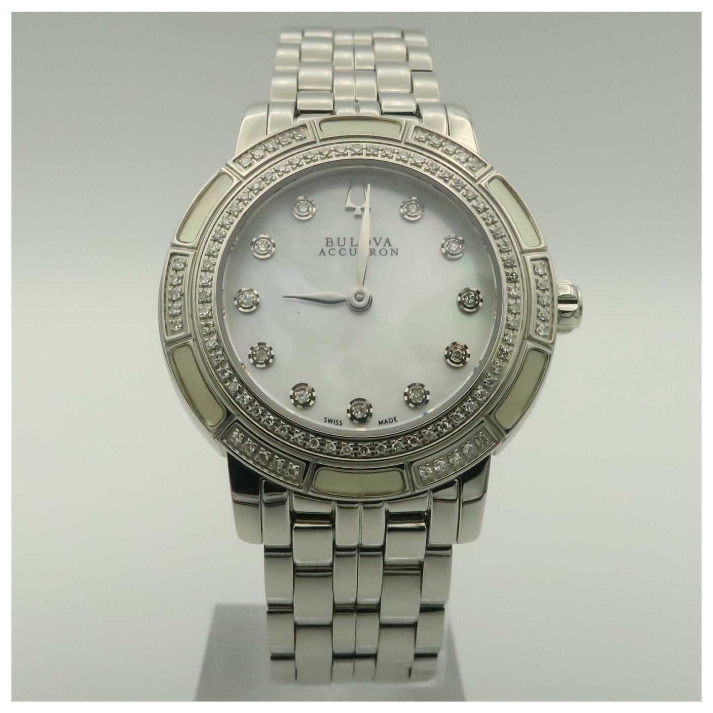 Front view of Bulova Accutron Pemberton Women's Swiss Quartz (Battery-Powered) Watch 63R139-PO