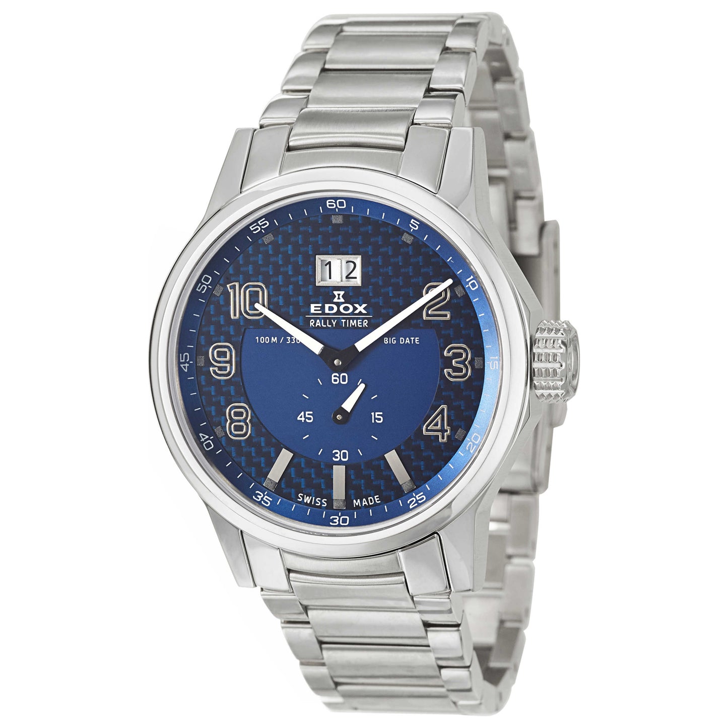 Front view of Edox WRC Men's Swiss Quartz (Battery-Powered) Watch 64009-3-BUIN