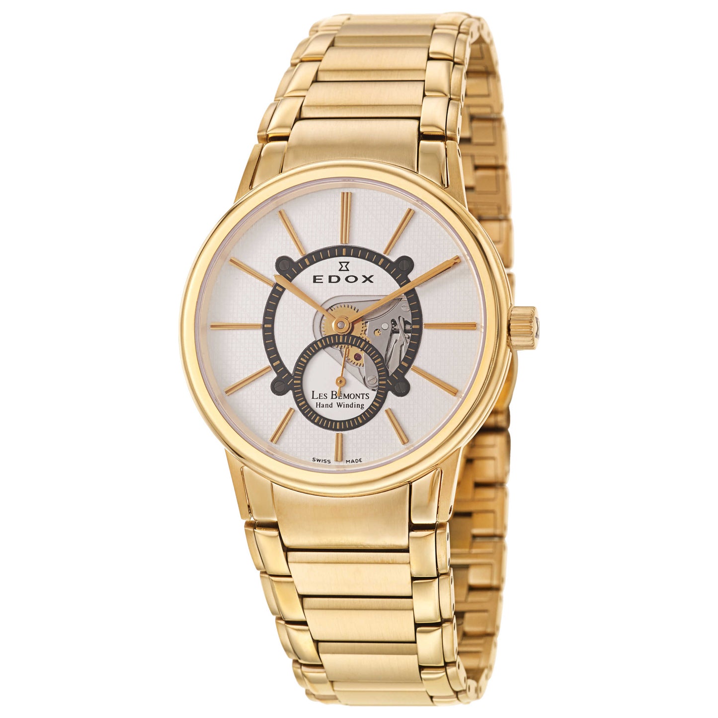 Front view of Edox Les Bemonts Men's Manual-Wind Watch 72011-37J-AID