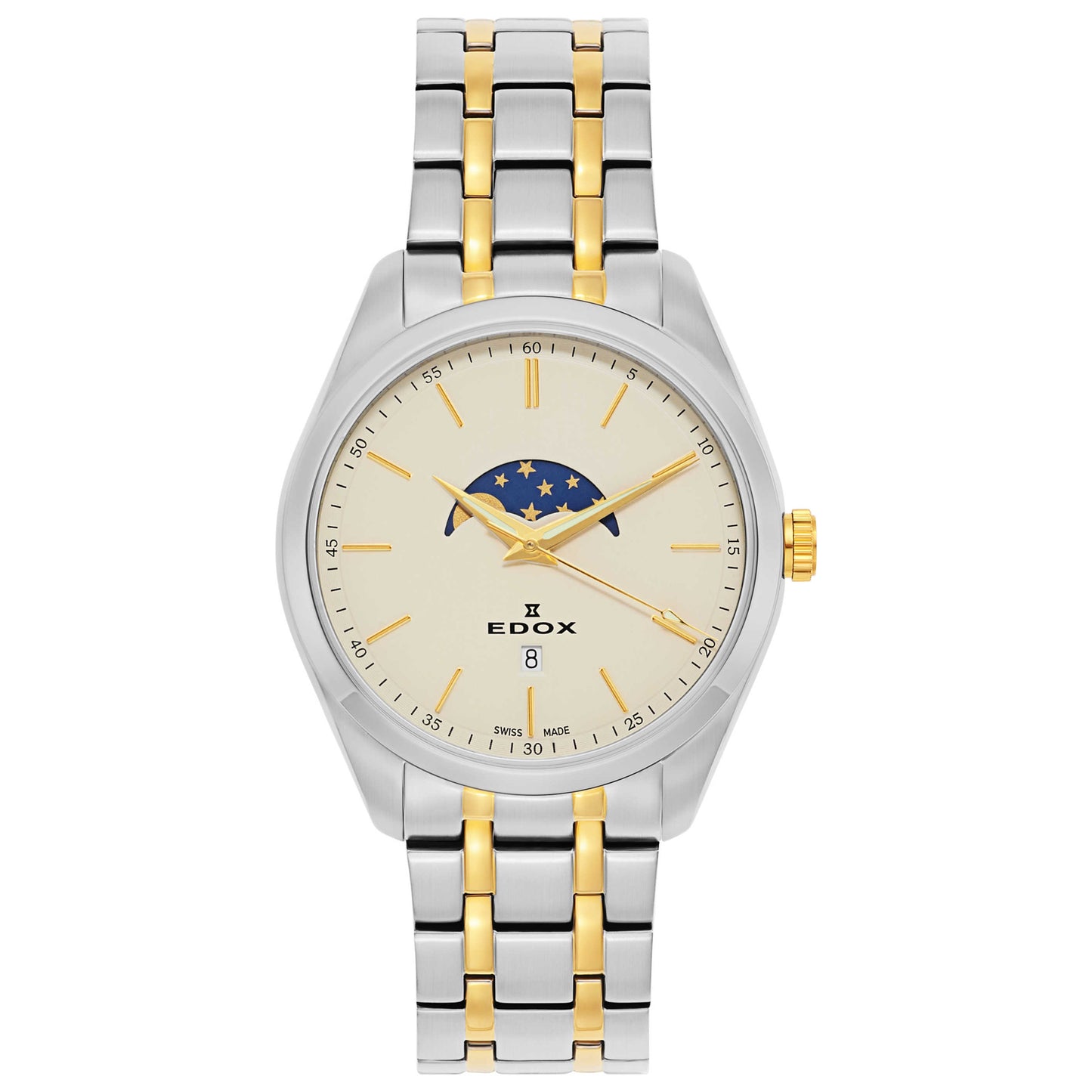 Front view of Edox Les Vauberts Men's Swiss Quartz (Battery-Powered) Watch 79018-357JM-BEID