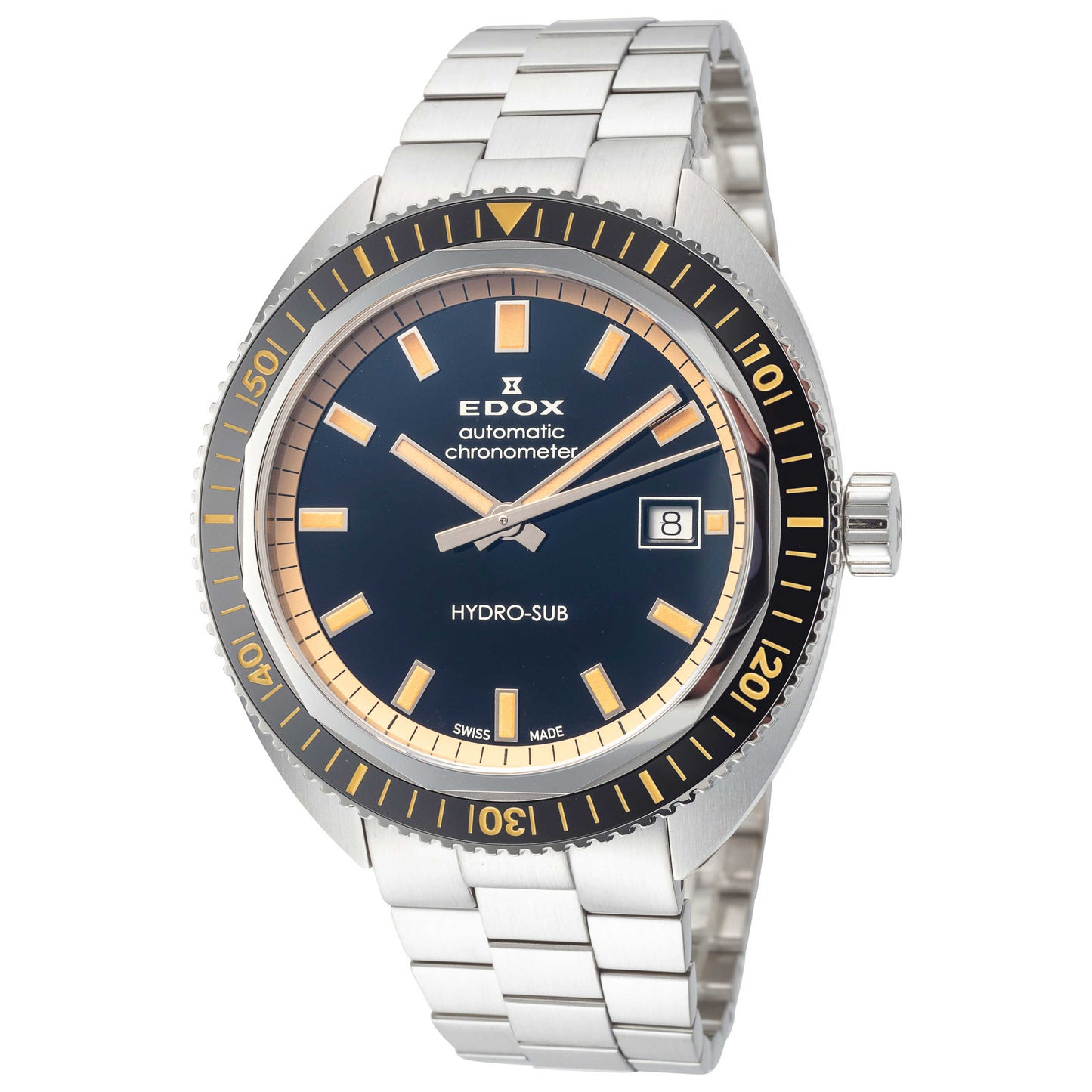 Front view of Edox Hydro-sub Men's Automatic Watch 80128-3NBM-NIB