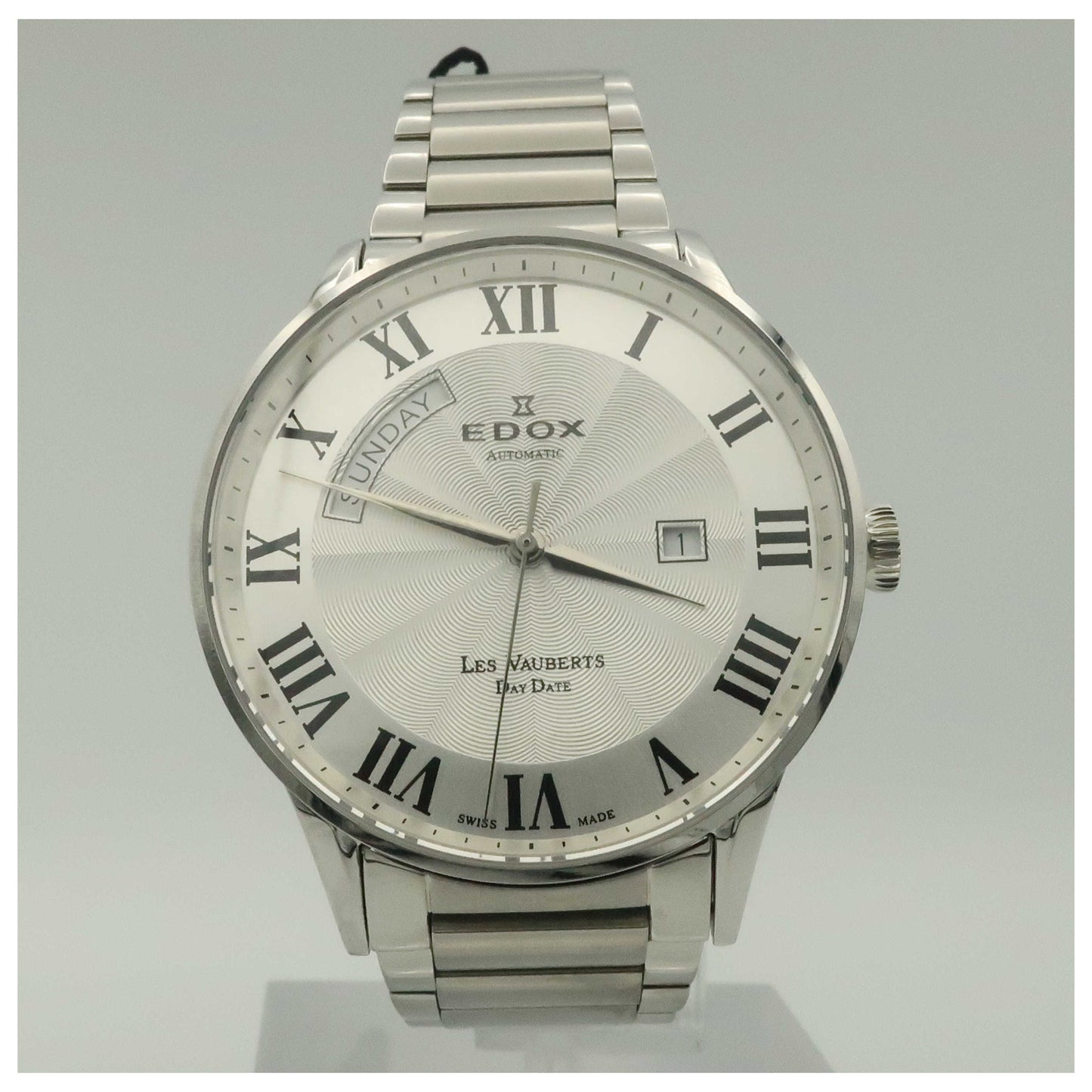 Front view of Edox Les Vauberts Men's Automatic Watch 83011-3B-AR-SDV