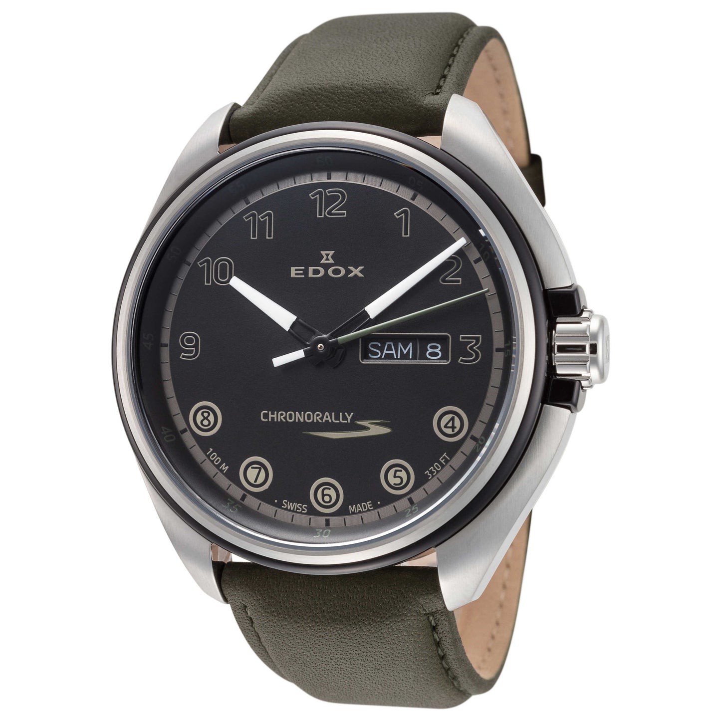 Front view of Edox Chronorally S Men's Quartz Watch 84301-3NCV-NNV