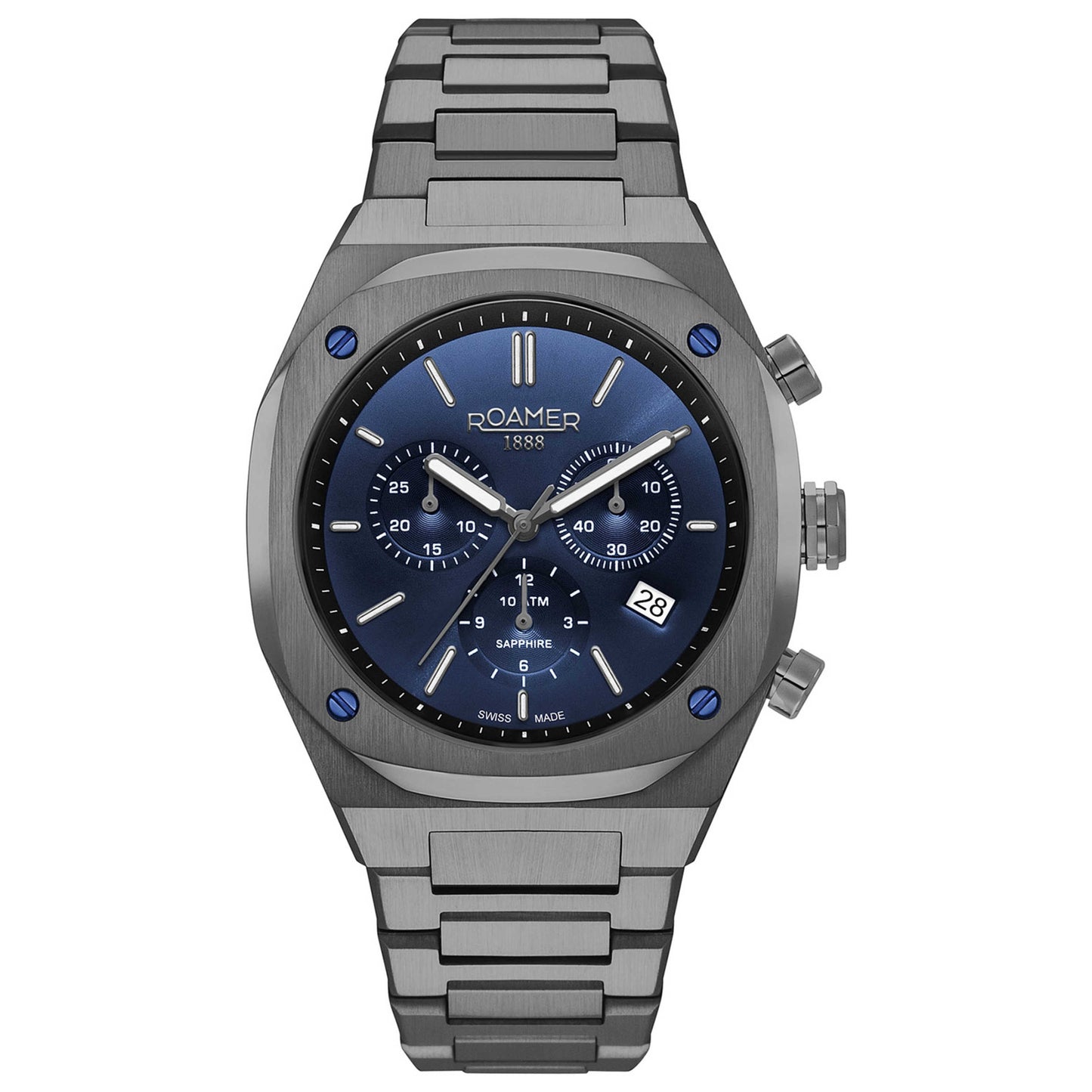 Front view of Roamer Stingray R7 Chrono Men's Quartz Watch 854837-44-45-50