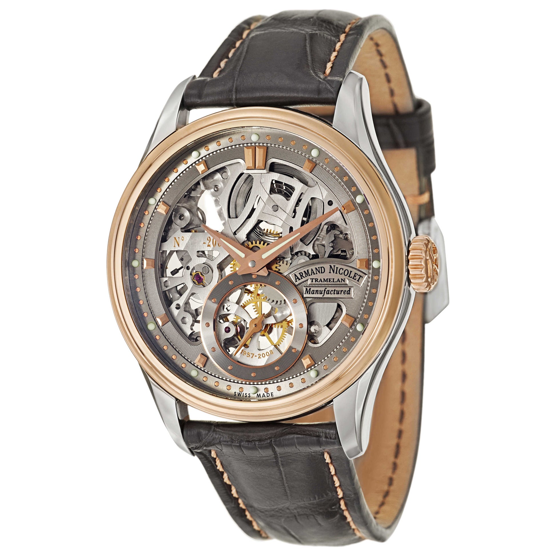 Front view of Armand Nicolet LS8 Men's Manual-Wind Watch 8620S-GL-P713GR2