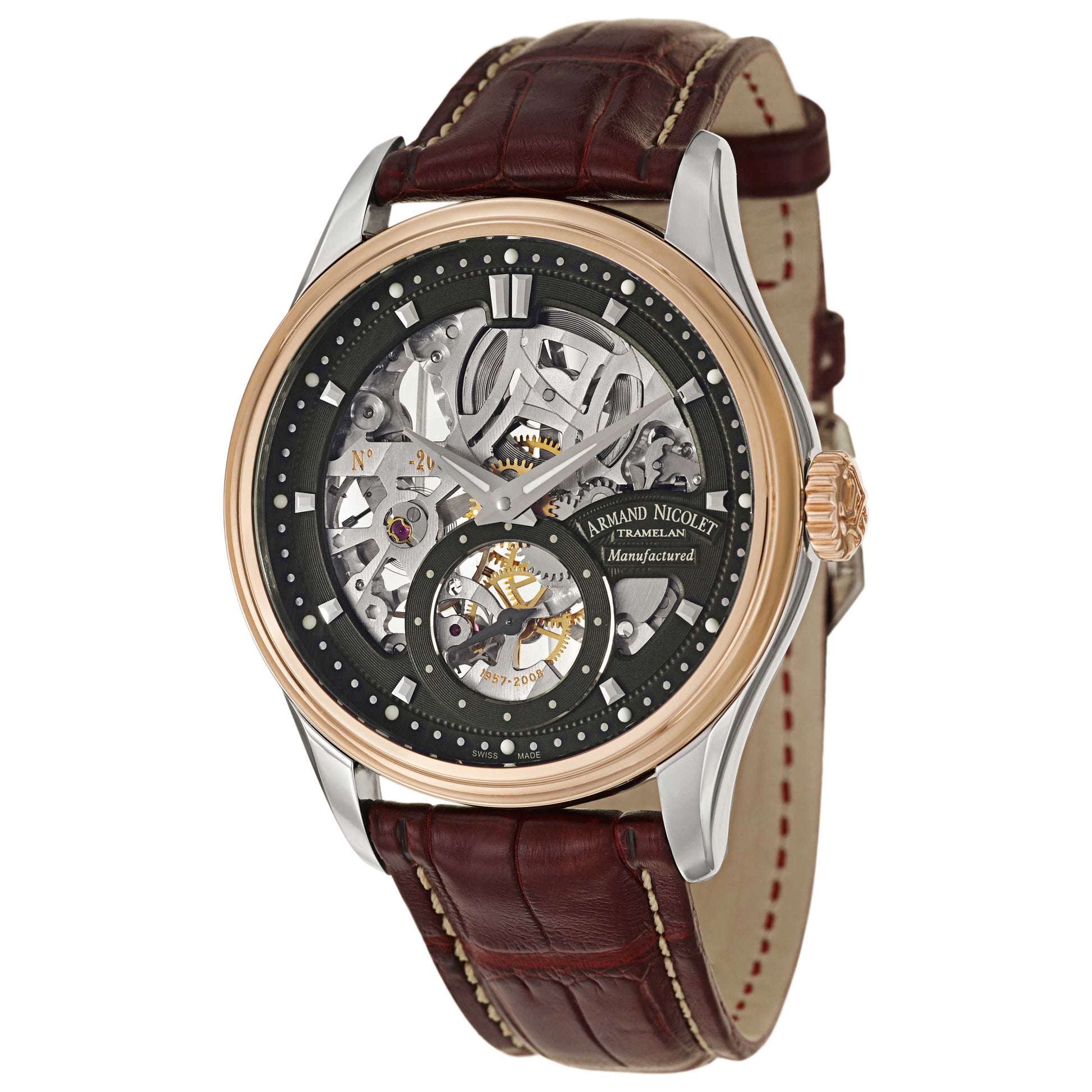 Front view of Armand Nicolet LS8 Men's Manual-Wind Watch 8620S-NR-P713BX2