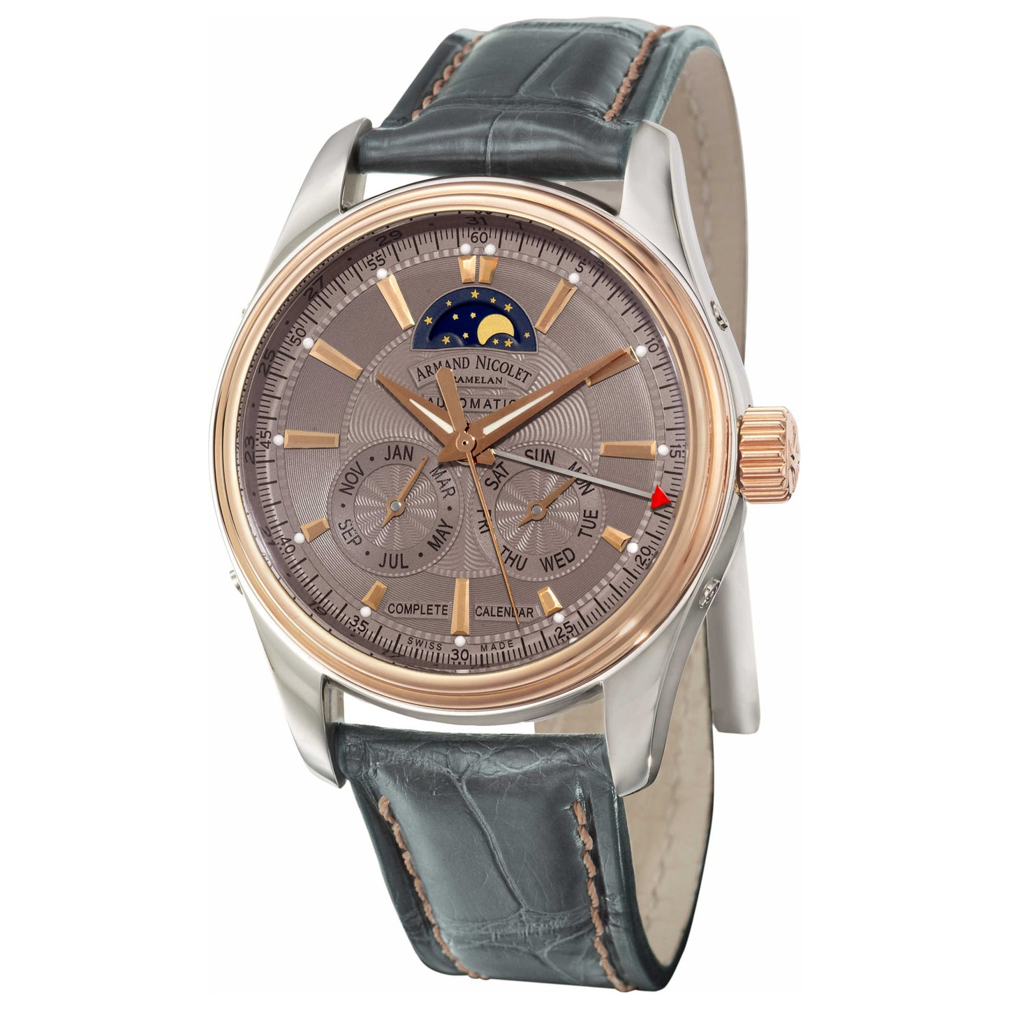 Front view of Armand Nicolet M02 Men's Automatic Watch 8642B-GR-P961GR2