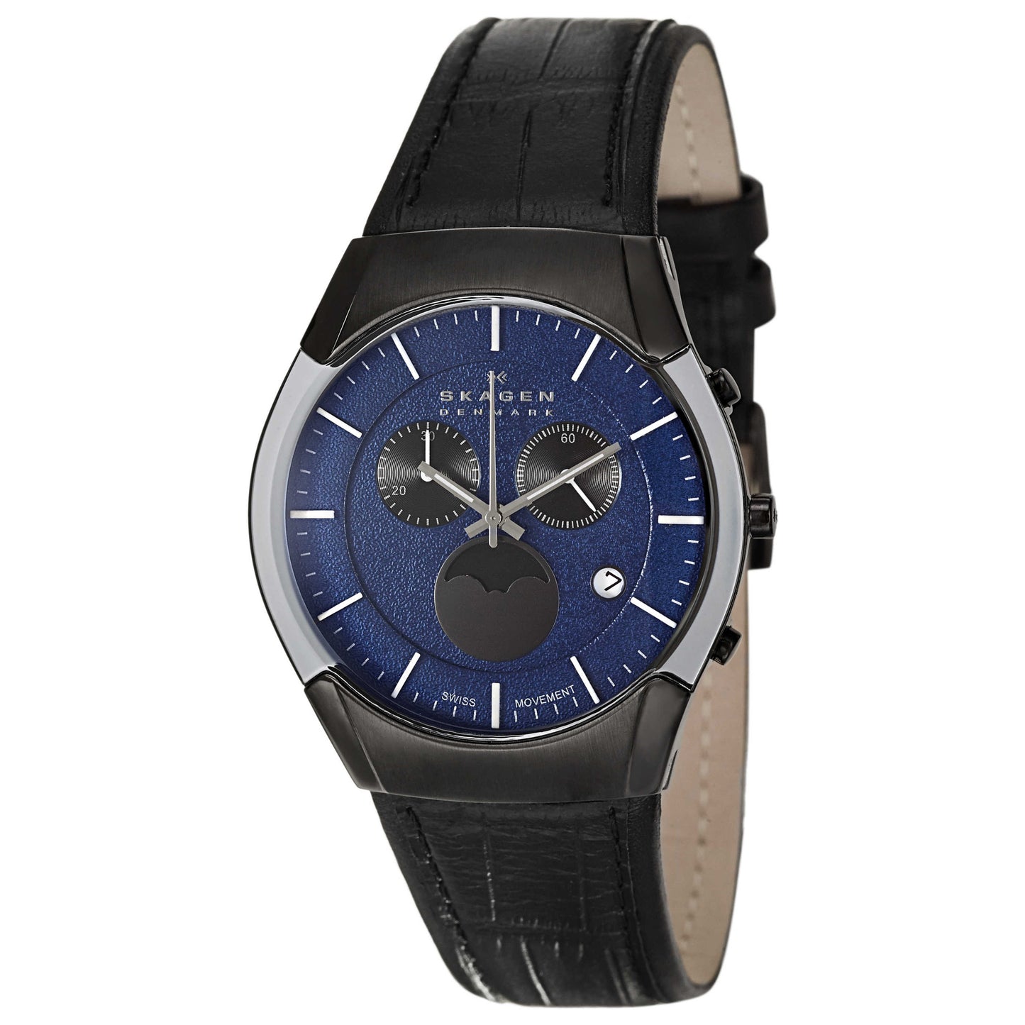 Front view of Skagen Leather Men's Swiss Quartz (Battery-Powered) Watch 901XLMLN
