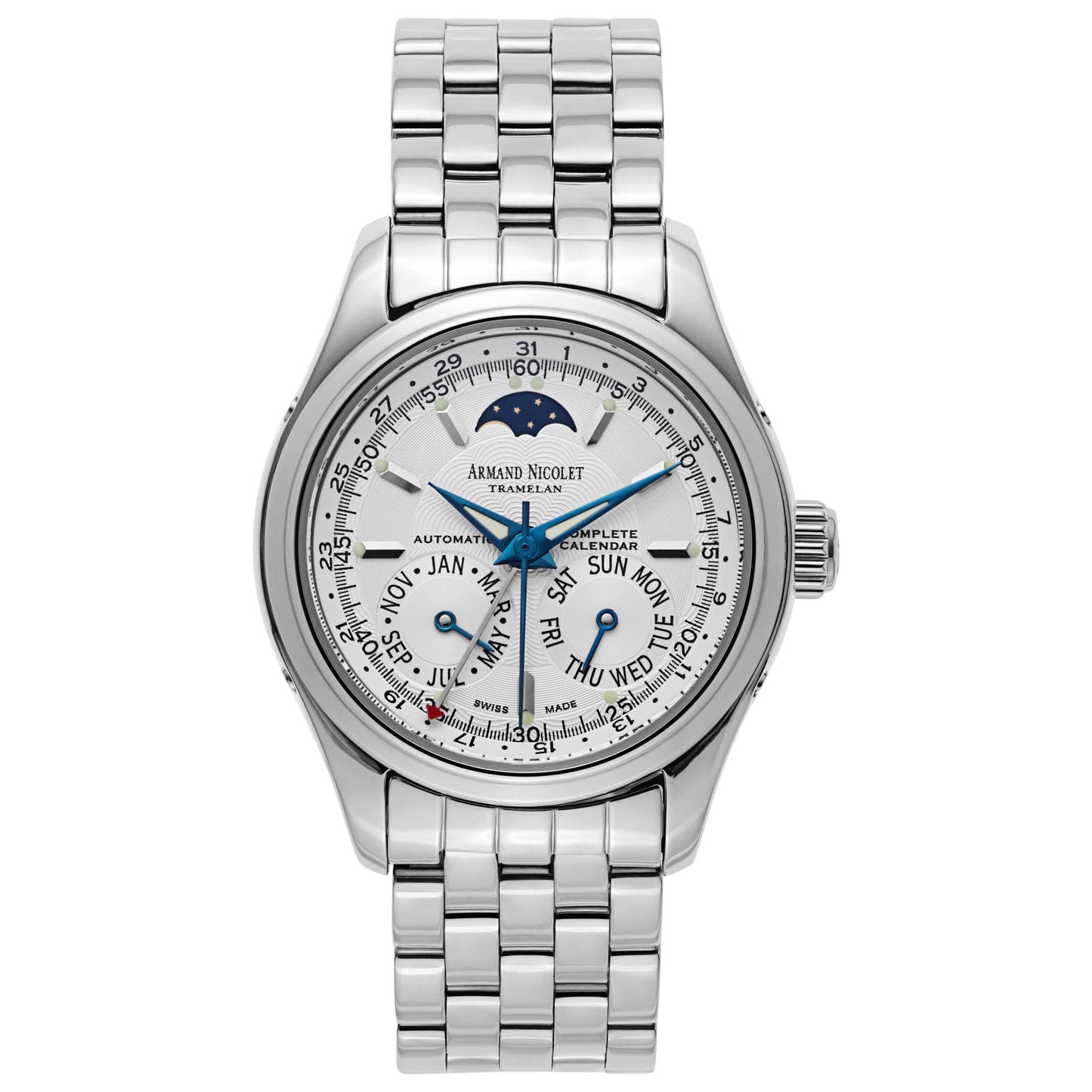 Front view of Armand Nicolet Hunter Men's Automatic Watch 9042B-1-AG-M9060