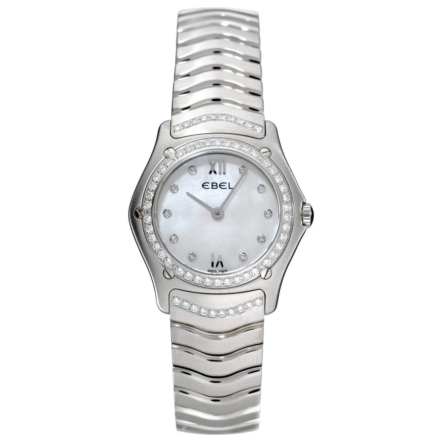 Front view of Ebel Classic Wave Women's Swiss Quartz (Battery-Powered) Watch 9090F24-9726