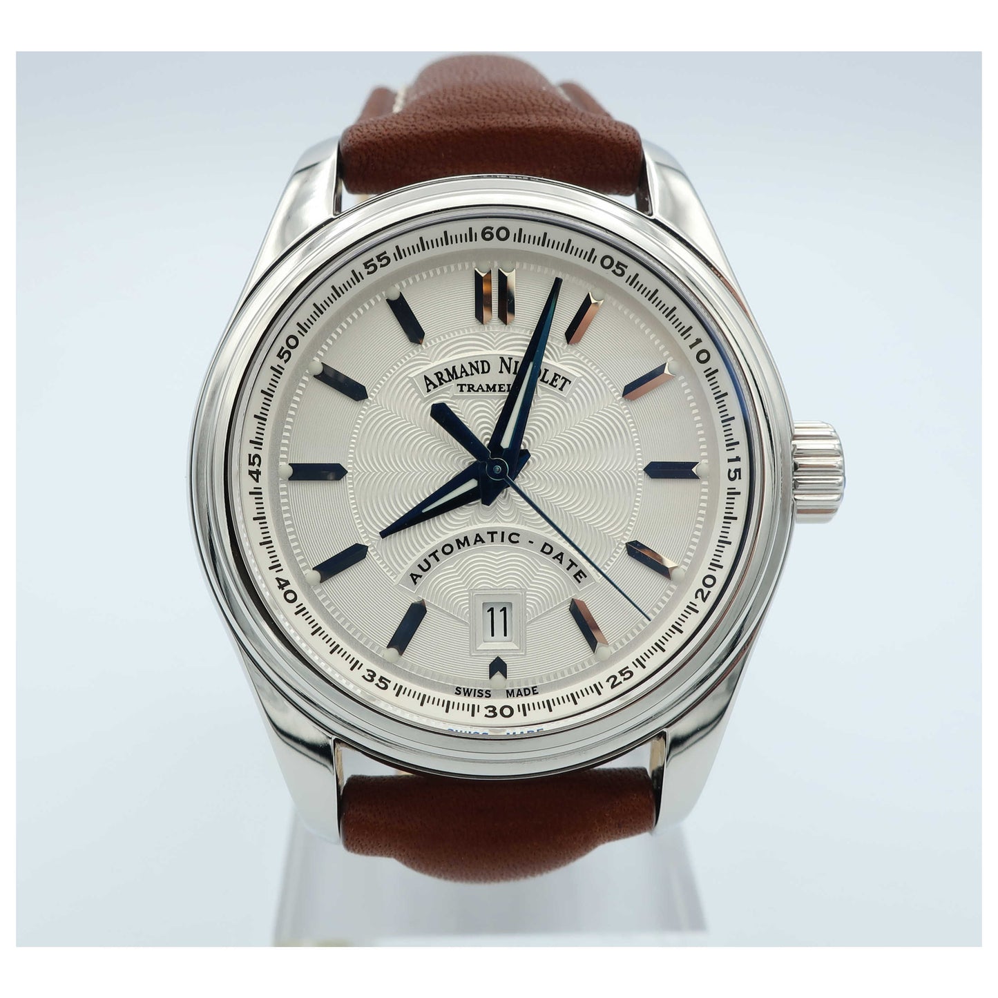 Front view of Armand Nicolet M02 Men's Automatic Watch 9140A2-NR-P140NR2-SD
