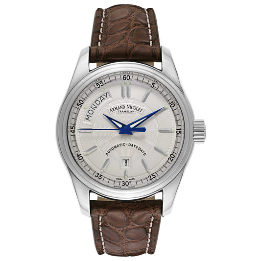 Front view of Armand Nicolet M02 Men's Automatic Watch 9141A-AG-P974MR2
